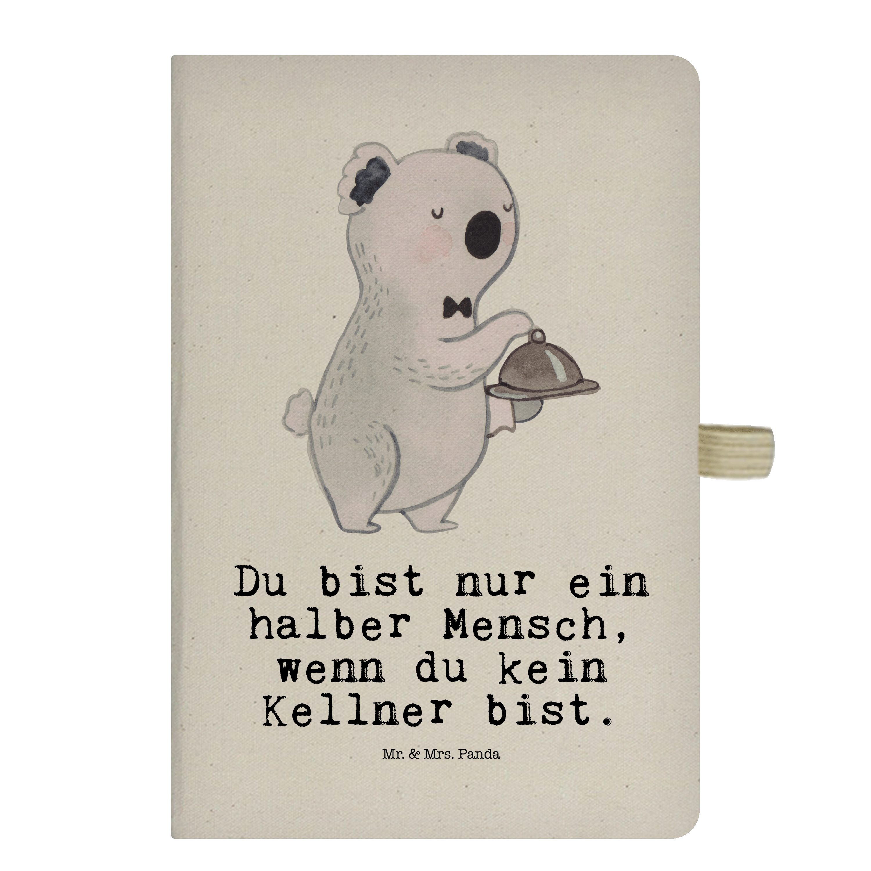 Mr. & Mrs. Panda Notizbuch Kellner mit Herz - Transparent - Geschenk, Schreibbuch, Danke, Notizb Mr. & Mrs. Panda