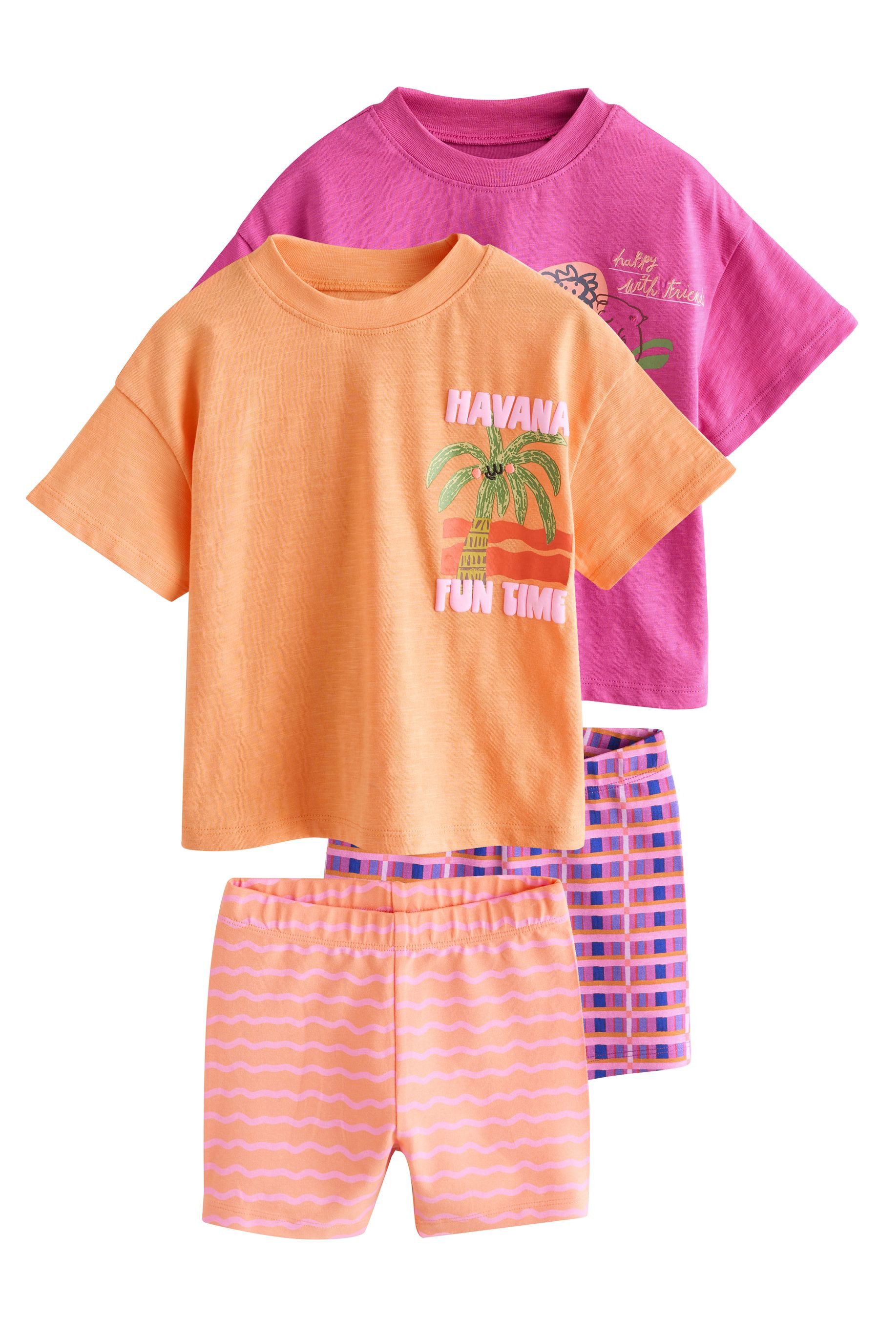 T-Shirt & Shorts Oberteil und Radlershorts, 2-teiliges Set