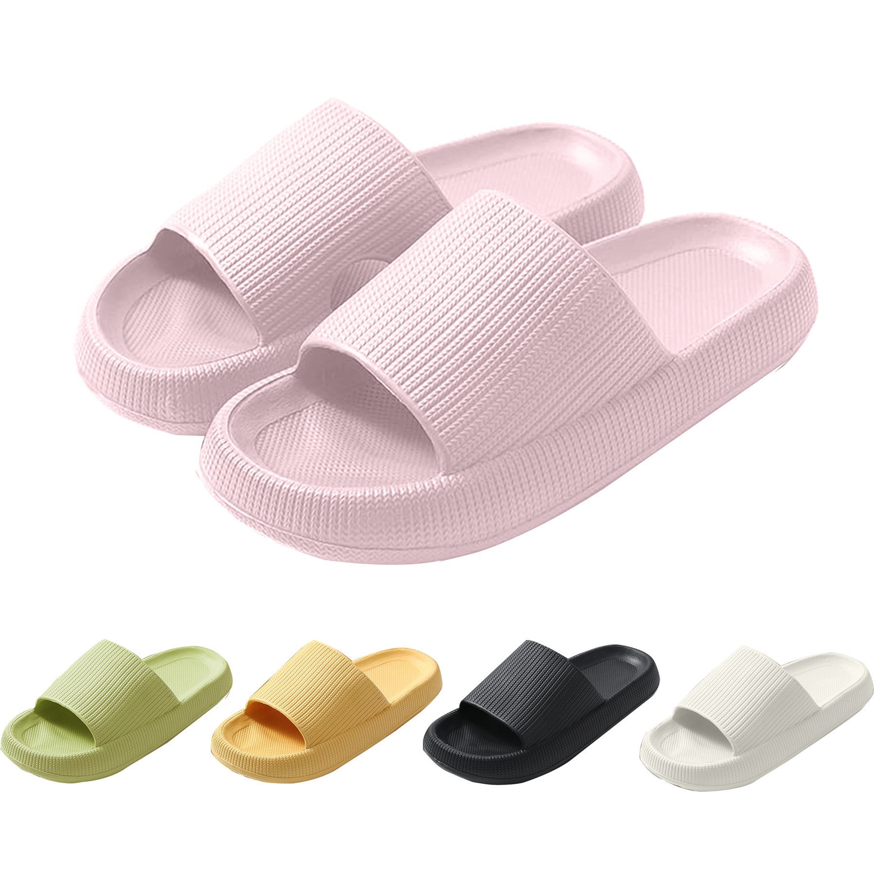 Mutig Badeschuhe Herren Damen,Original EVA Badeschlappen,Elegantes Rosa Hüttenschuhe (Besonders weiches Material mit rutschfester Sohle,Bequem zu tragen, Wolkenweiches Tragegefühl,Slippers für Badezimmer,Perfekte Wahl) Hüttenschuhe Damen Herren Duschpantoffeln Casual Hausschuhe Hausschuh