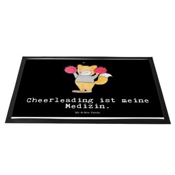 Fußmatte Fuchs Cheerleader Medizin - Schwarz - Geschenk, Vorleger, Schmutzfang, Mr. & Mrs. Panda, Höhe: 0.6 mm