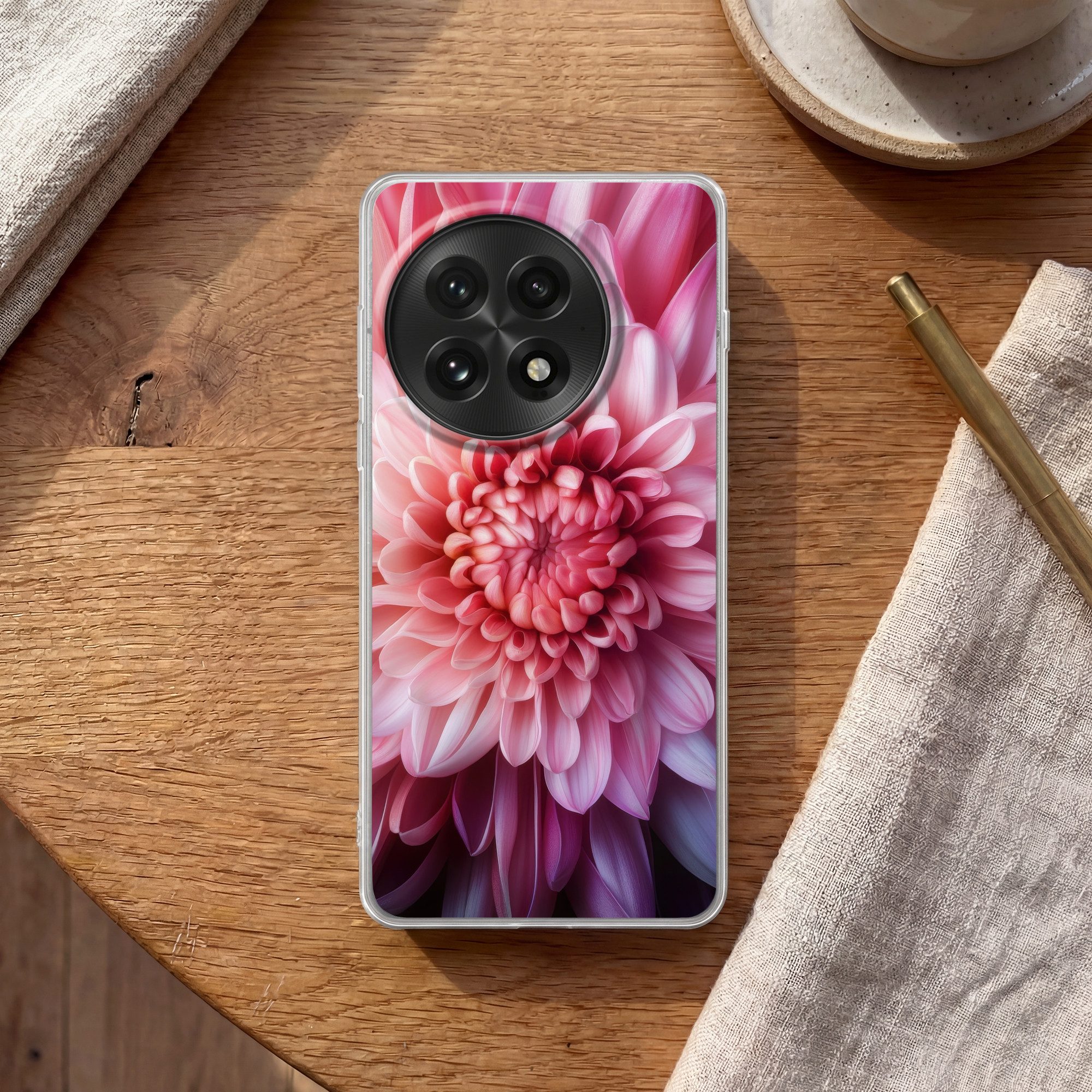 MuchoWow Handyhülle für OnePlus 13 Dahlie - Blume - Nahaufnahme - Rosa, Phone Case, Silikon, Schutzhülle Dünn