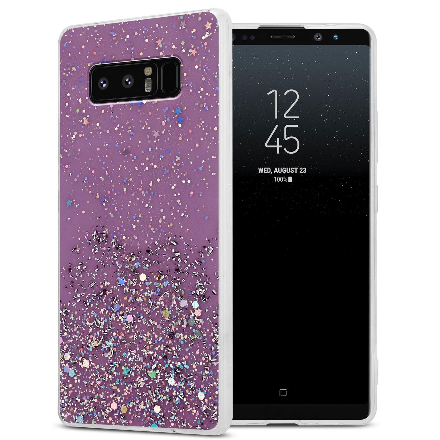 Cadorabo Handyhülle für Samsung Galaxy NOTE 8 Hülle Samsung Galaxy NOTE 8, Flexible TPU Silikon Handy Schutzhülle - Hülle - mit Glitzer