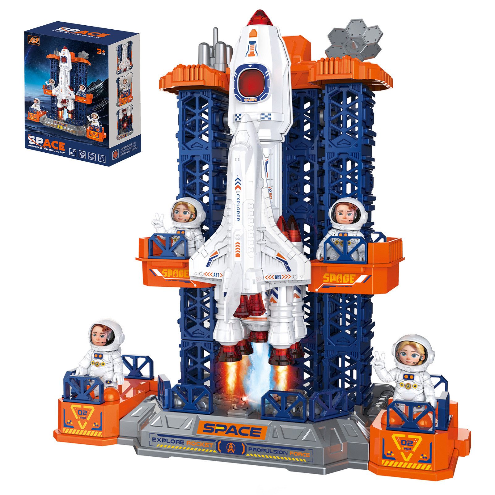 Esun Spielzeug-Flugzeug Raketen Spielzeug für Kinder, STEM-Weltraumspielzeug mit Licht, Sound, (Set, Komplettset), Raumfahrt Baukasten für Kinder 3 4+ Jahre Geschenk