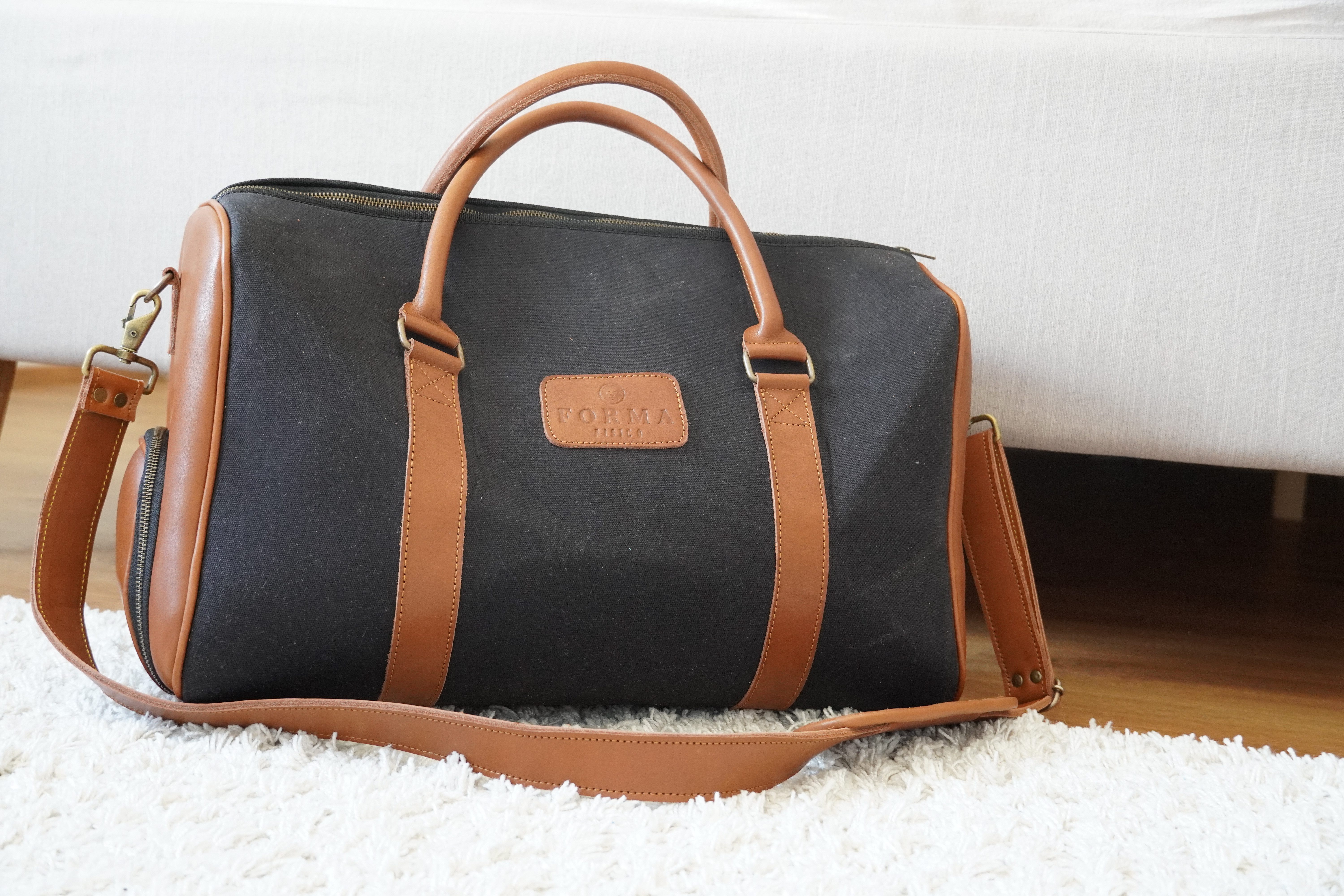 Reisetasche Canvas Leder Vintage Weekender, Reisetasche, Sporttasche mit Schuhfach