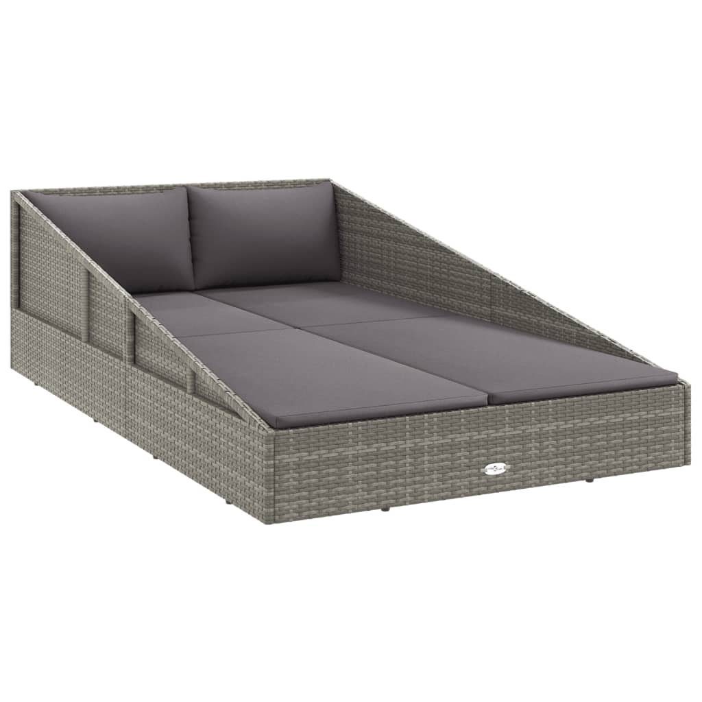 vidaXL Bett Gartenbett Grau 110x200 cm Poly Rattan