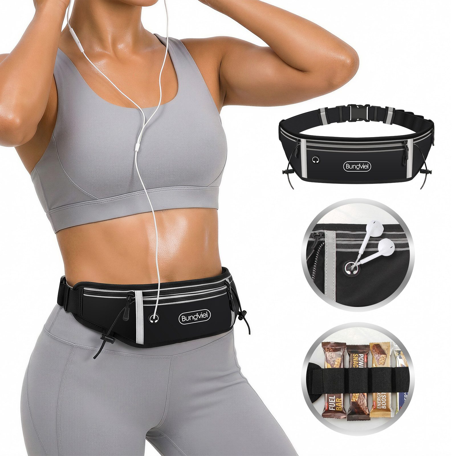 Bundviel Laufgürtel Laufgürtel für Handy, Laufgürtel wasserdicht & verstellbar, universal Wasserabweisende Hüfttasche Bauchtasche Laufgürtel Joggingtasche