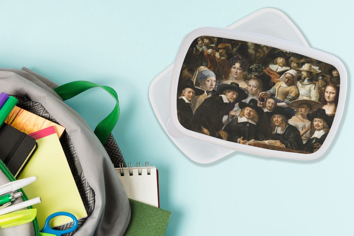 MuchoWow Lunchbox Alte Meister - Collage, Kinder weiß (2-tlg), für für Mädchen Kunststoff, und und Erwachsene, Jungs - Brotdose, Brotbox Gemälde