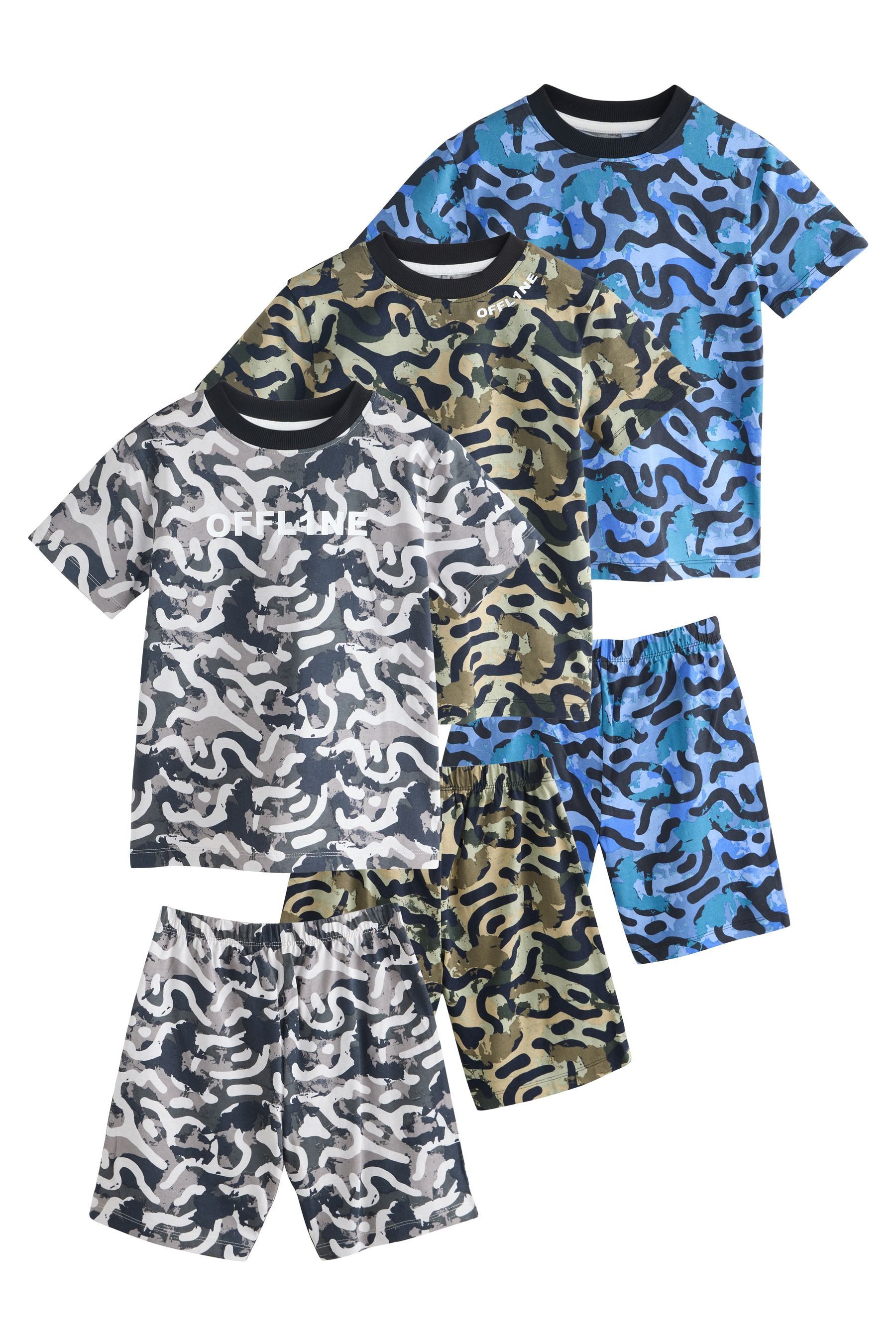 Pyjama Pyjamas mit Shorts aus 100 % Baumwolle, 3er-Pack