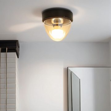 Licht-Erlebnisse Deckenleuchte MAIRA, ohne Leuchtmittel, Deckenlampe Badezimmer Schwarz IP44 dampfgeschützt Ø18cm klein E27