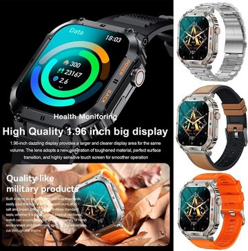 LWEARKD Smartwatch (1,96 Zoll, Android, iOS), mit Bluetooth Anrufe,Fitnessuhr mit SpO2 Blutdruckmessung Herzfrequenz