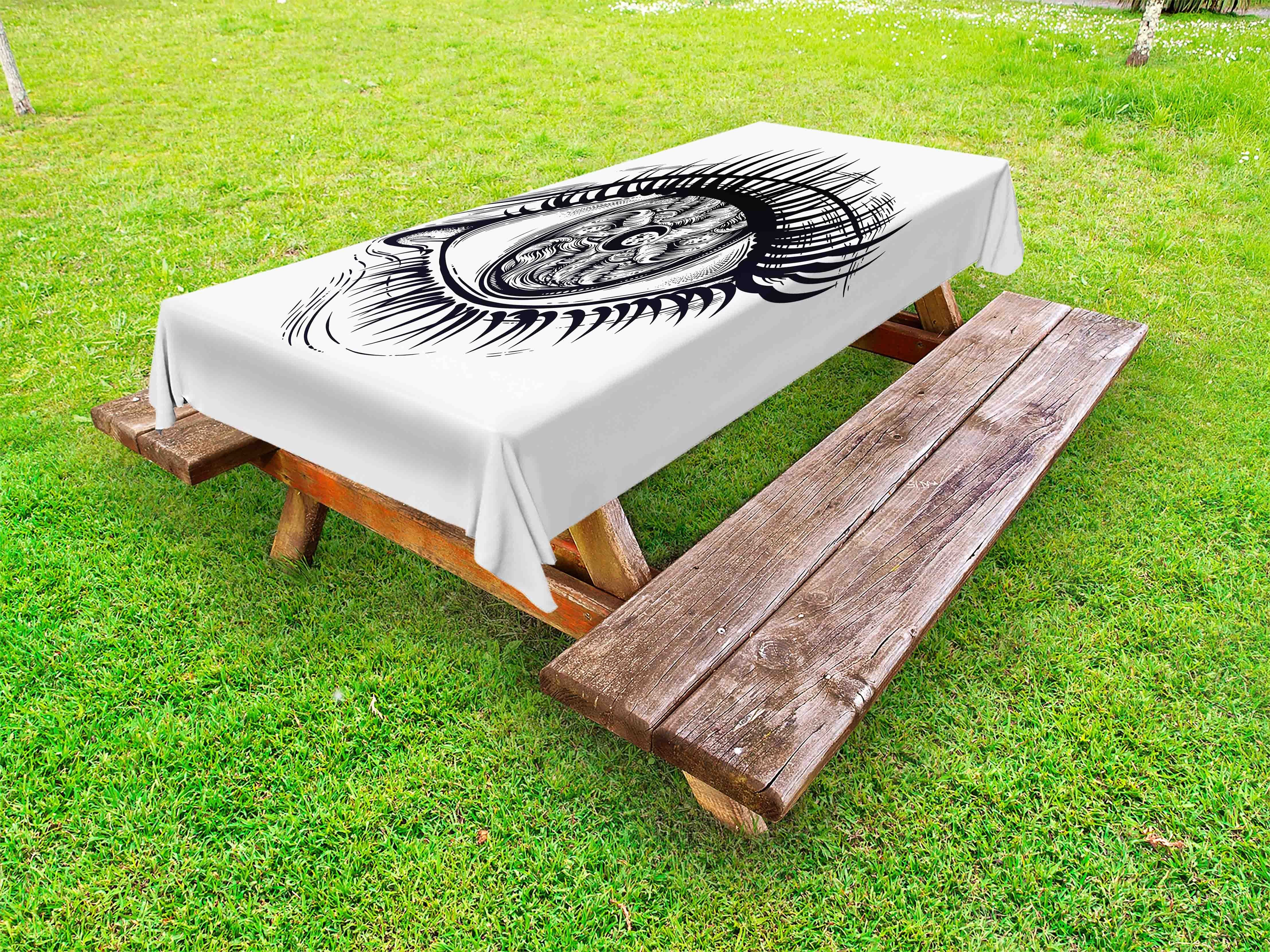 dekorative Boho Picknick-Tischdecke, waschbare Tischdecke in Frau Tsunami Abakuhaus Wellen Augen