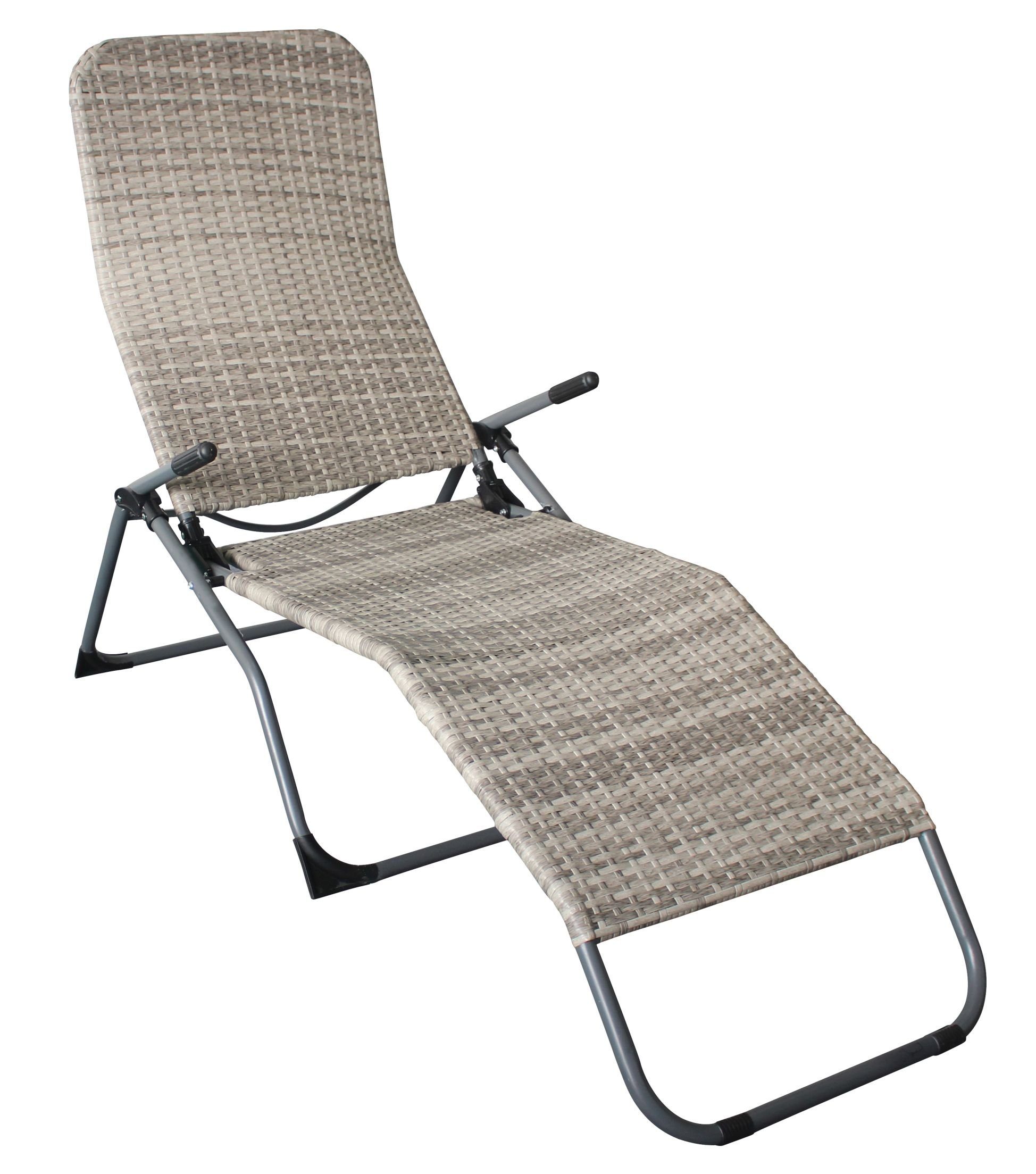 Pure Home & Garden Gartenliege Polyrattan Saunaliege Wave silber Sonnenliege Bäderliege klappbar, hochwertiges Polyrattan