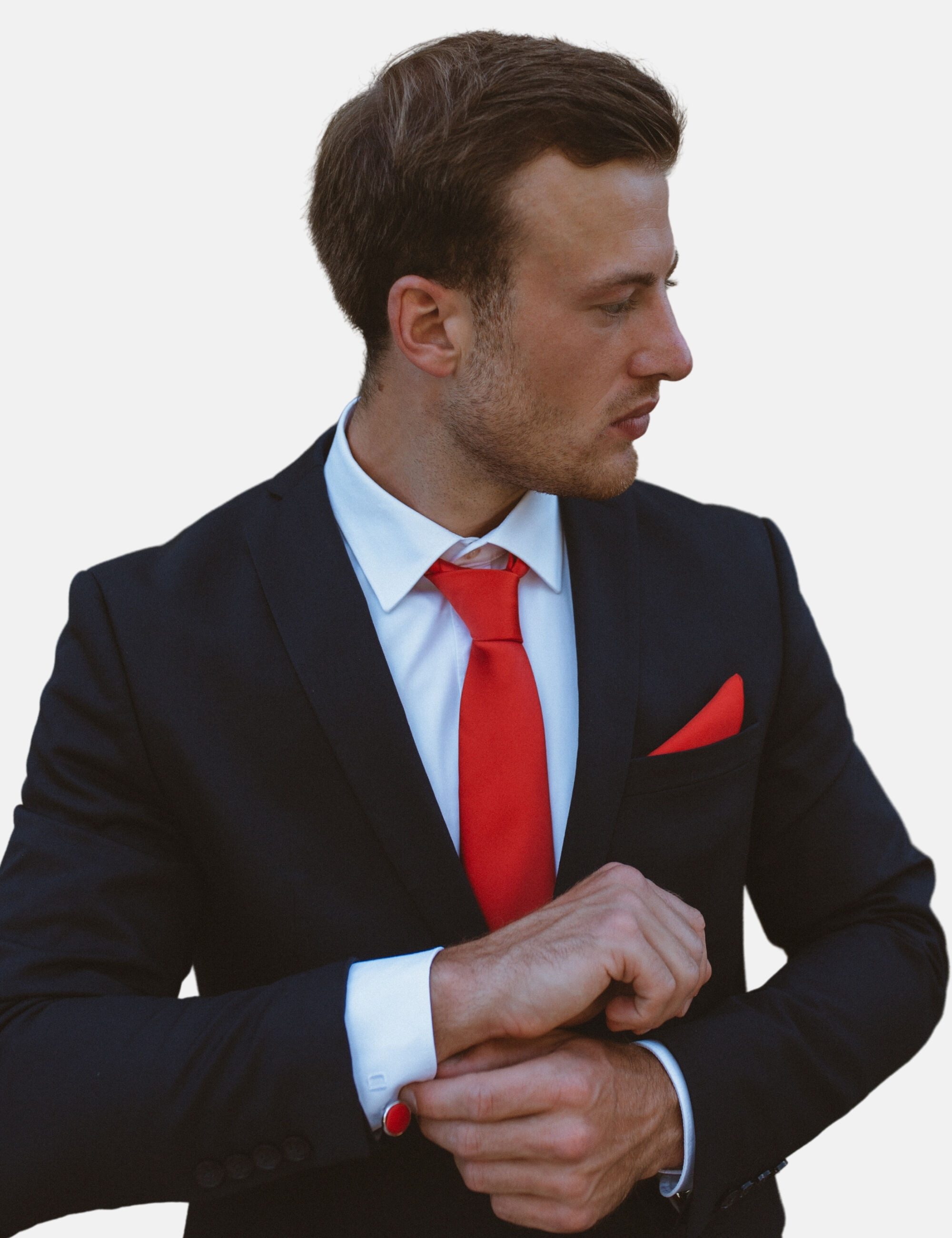 Massi Morino Krawatte (1-St) mit Einstecktuch, Manschettenknöpfen und Krawattenklammer