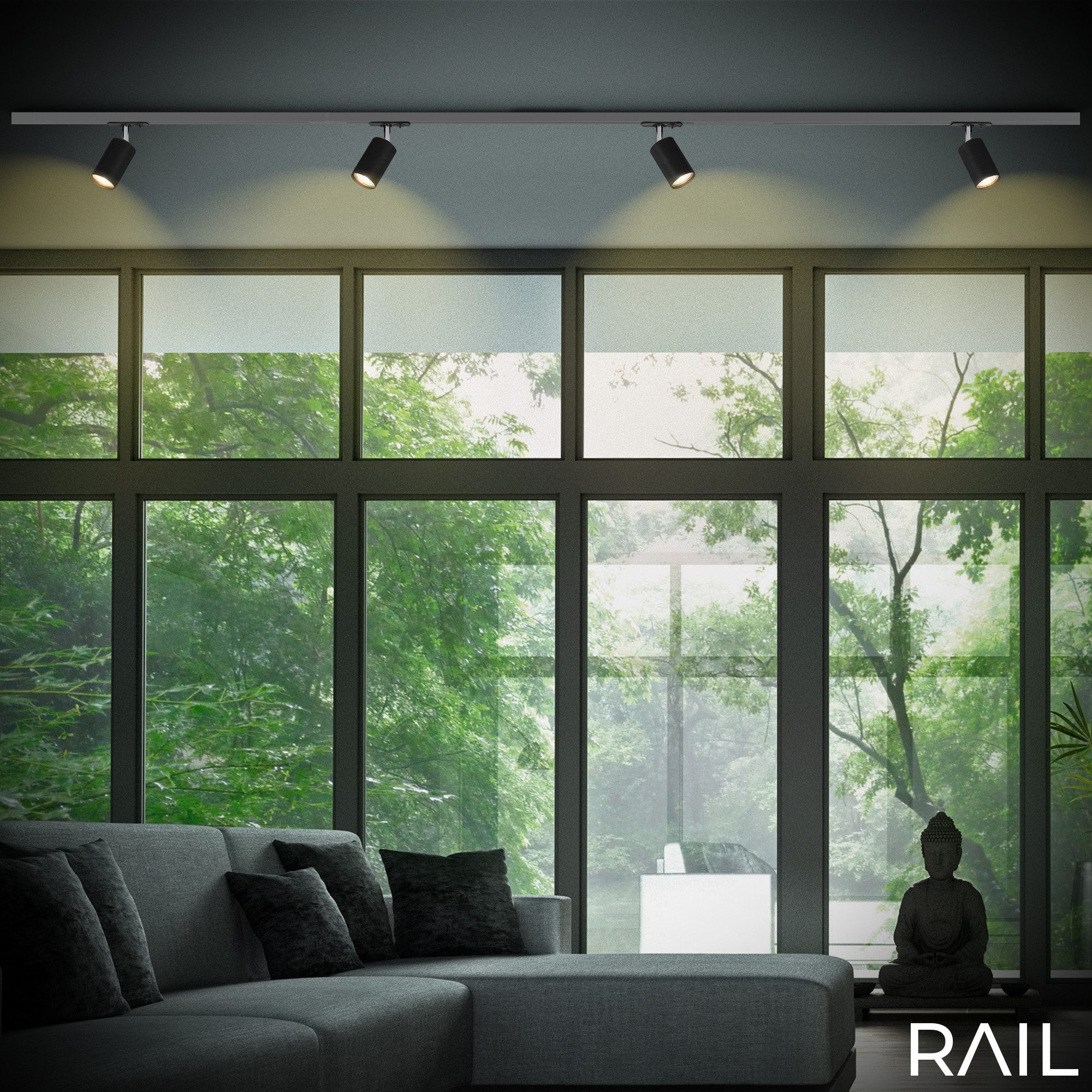 Briloner Leuchten Schienensystem-Leuchten RAIL, ohne Leuchtmittel, Spotlight 138 mm Schwarz max. 9W Schienensystem Rail Wohnzimmer Büro – Bild 2 von 5