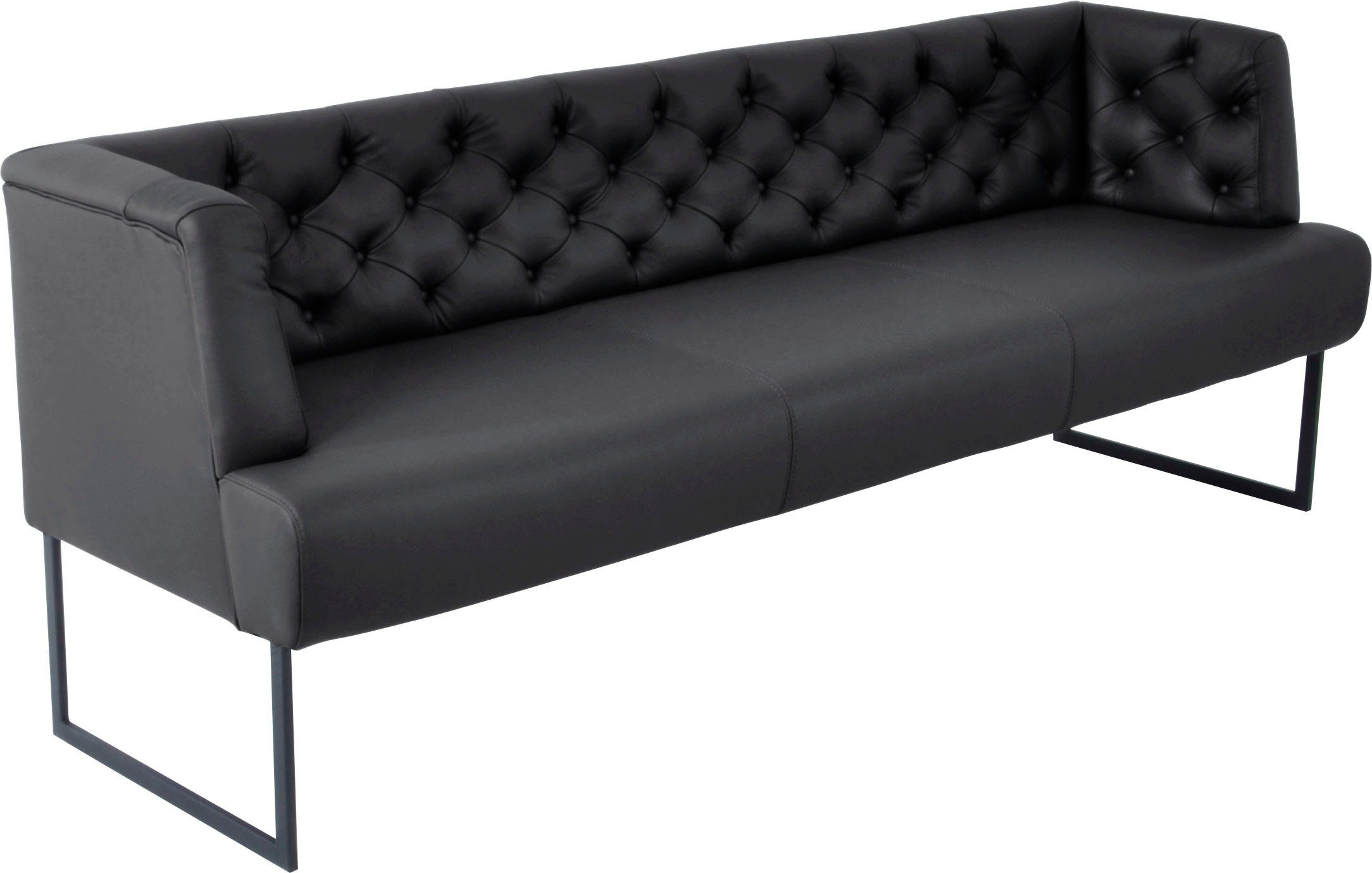 K+W Komfort & Wohnen Polsterbank Creso, im modernen Chesterfield-Look, mit schwarzen Kufenfüßen