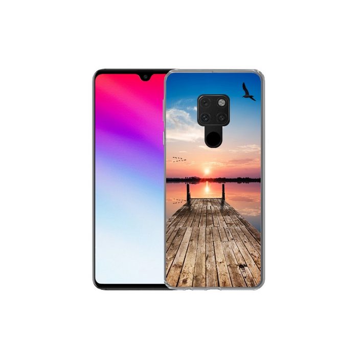 MuchoWow Handyhülle Steg - Wasser - Sonnenuntergang - Rosa - Horizont Phone Case Handyhülle Huawei Mate 20 Silikon Schutzhülle OR12444