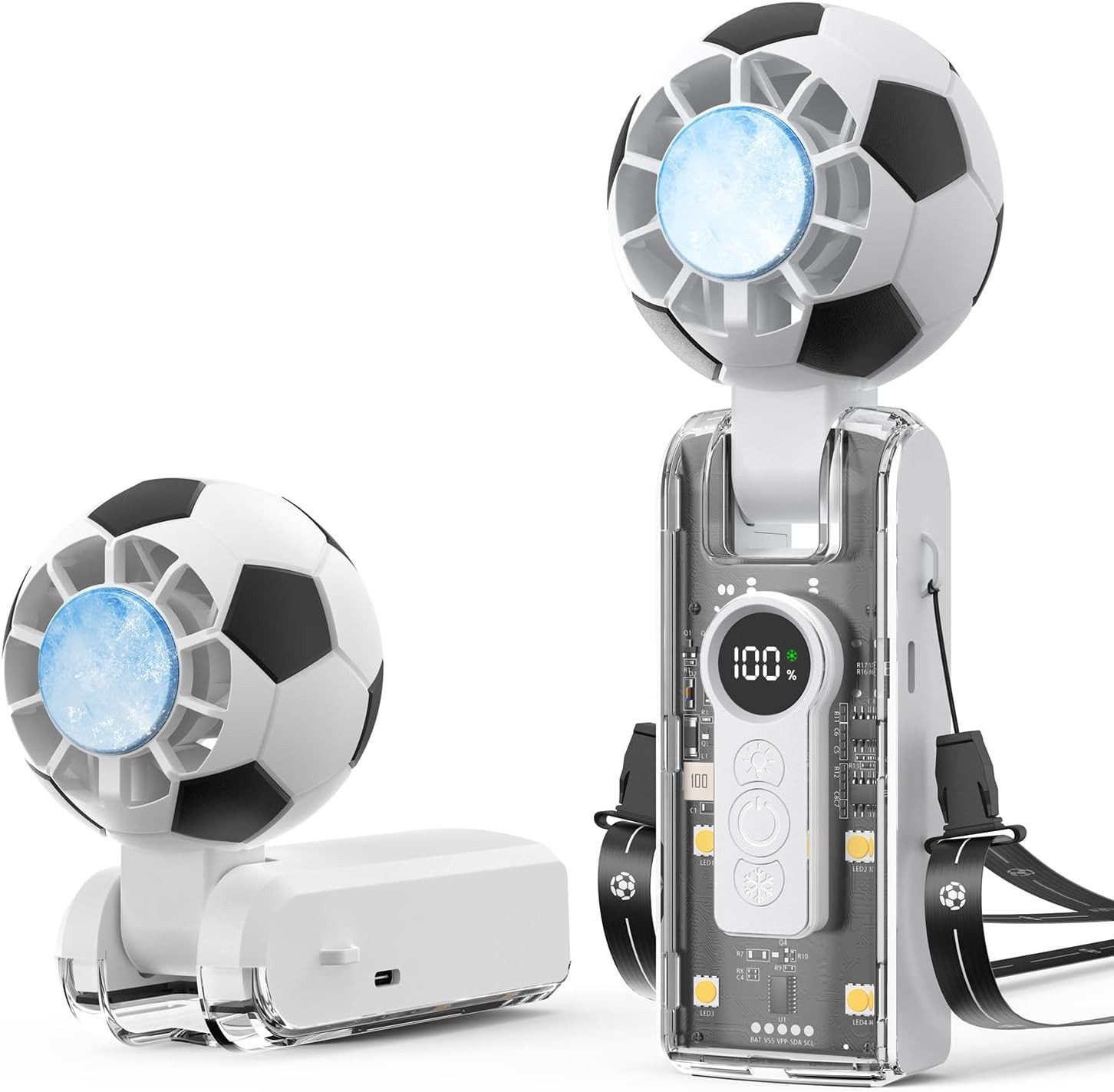 Minicloss Handventilator 3-in-1 Handventilator,Tragbarer Mini-Ventilator in Fußballform, Perfekt für Reisen, Outdoor & Büro
