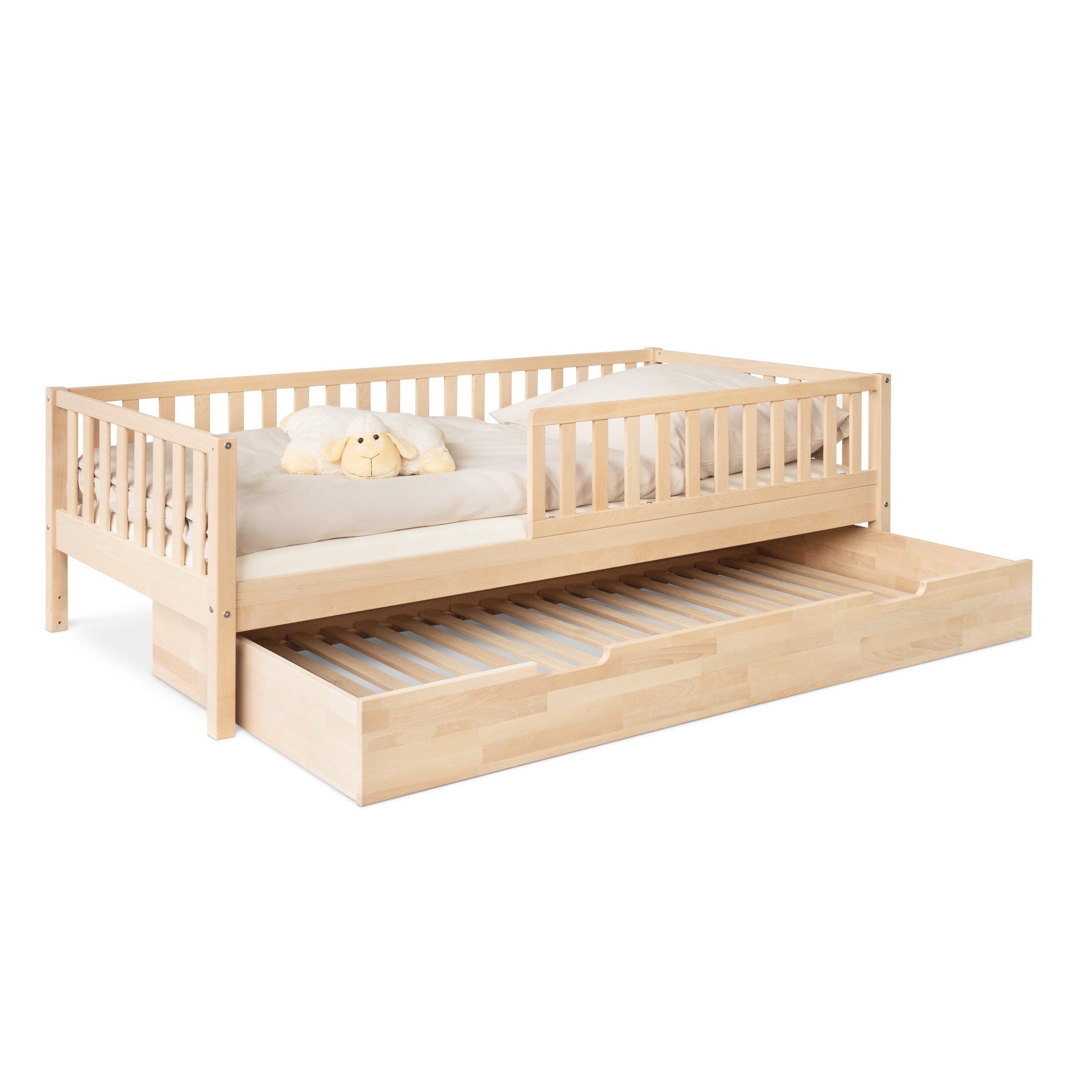 Ehrenkind Kinderbett Livo aus massivem Buchenholz, FSC® zertifiziert, inkl. Rausfallschutz (langlebig & flexibel, Kinder Bett in Buche, Kinderbetten)