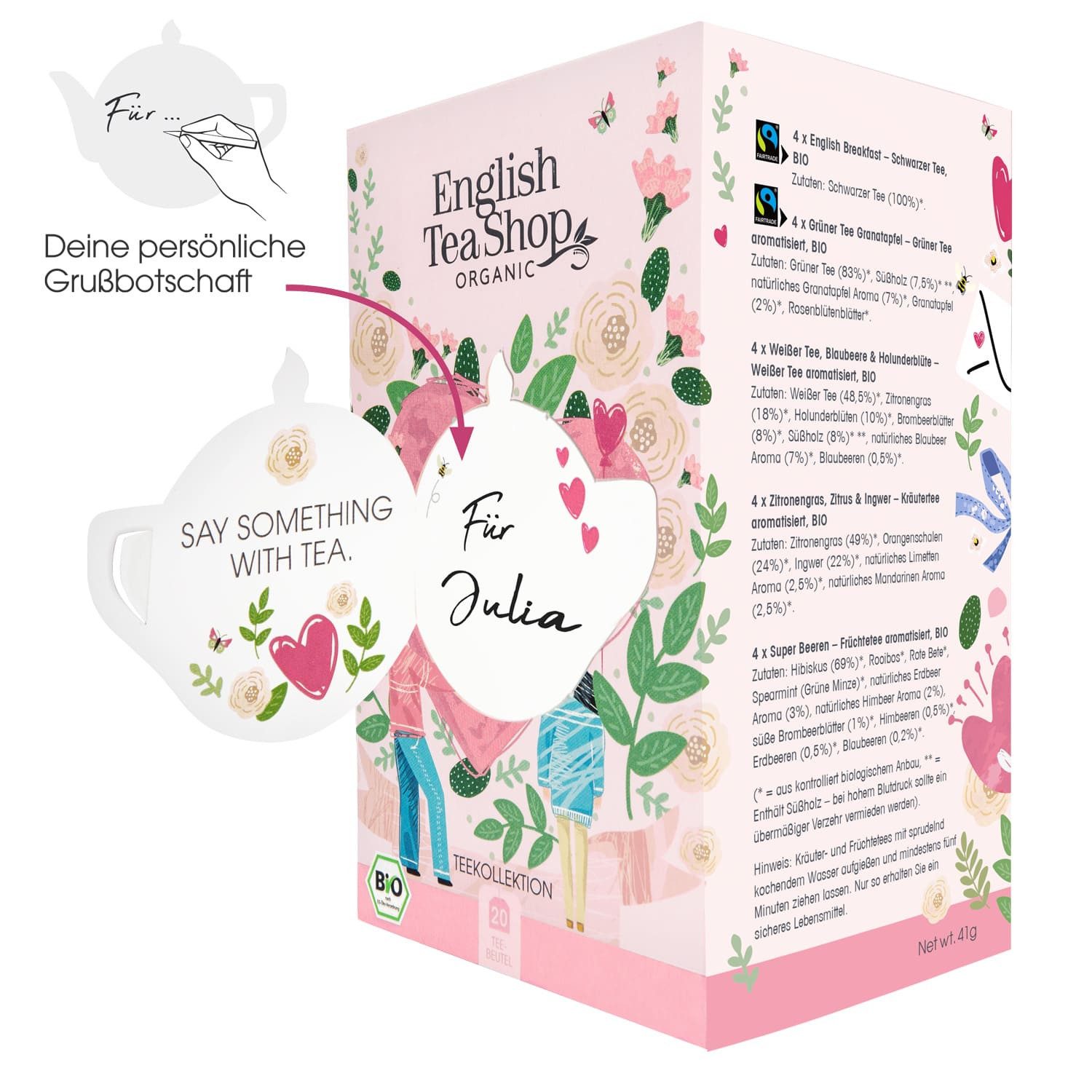 English Tea Shop Tee "For You" Kollektion, Tee Geschenk BIO, 20 Teebeutel, 5 Sorten, von erfrischend-zitronig bis vollmundig-würzig