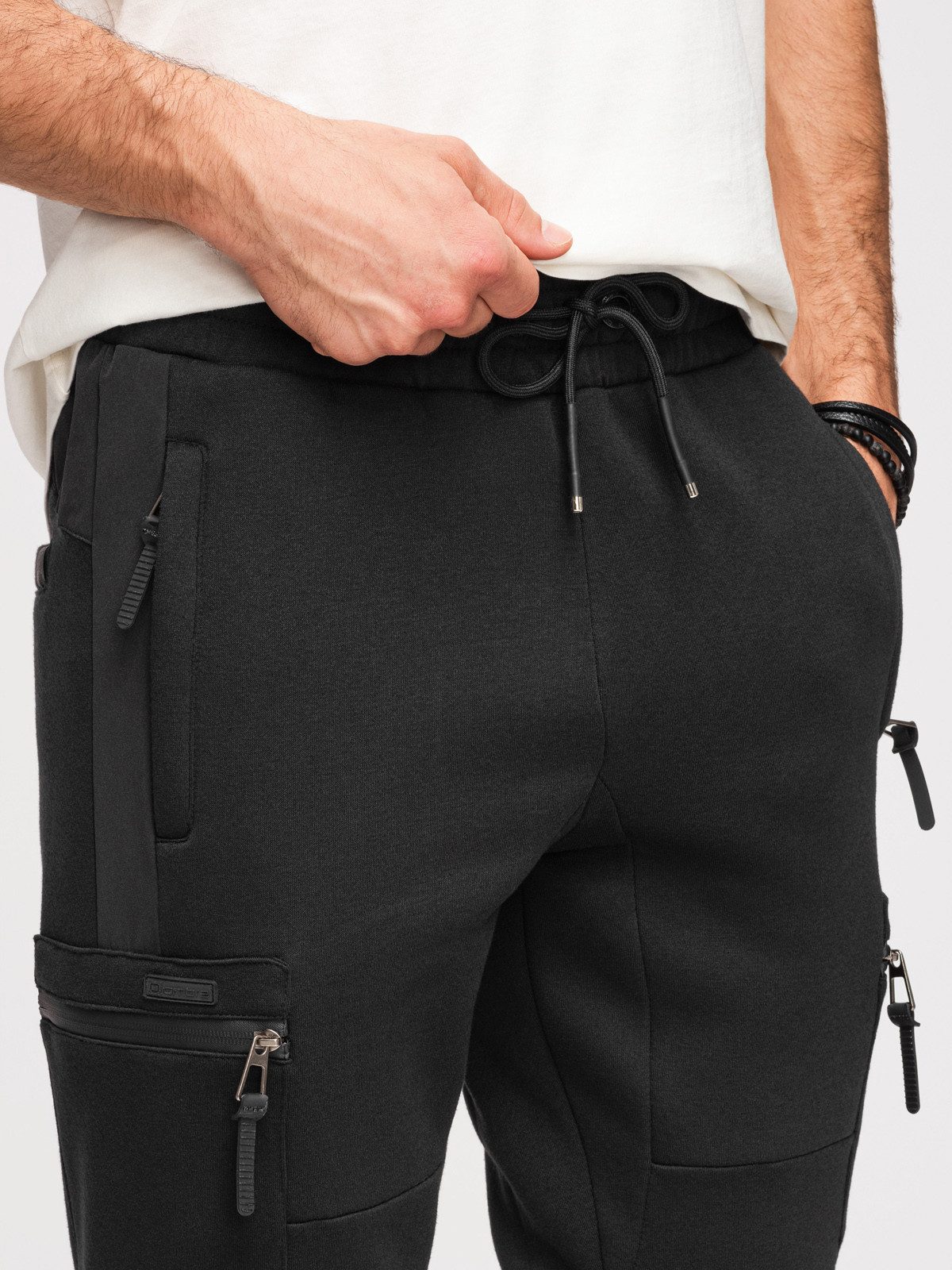 OMBRE Sweathose Pants OM-PASK-0222 V-3 black S Schwarz M (kein Set, 1-tlg) Wasserabweisende Reißverschlüsse