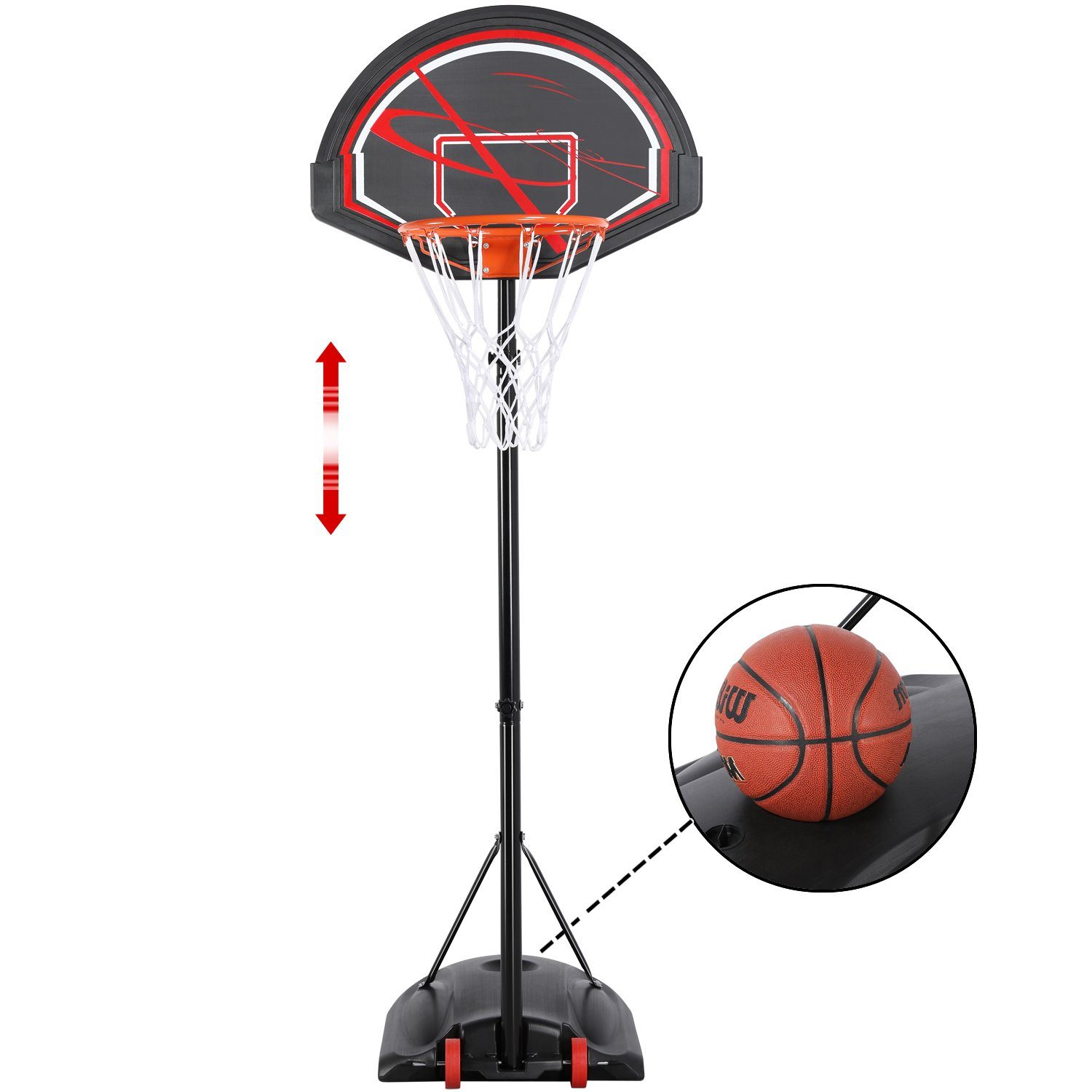 Yaheetech Basketballständer, Basketballkorb mit Rollen 277 bis 217 cm