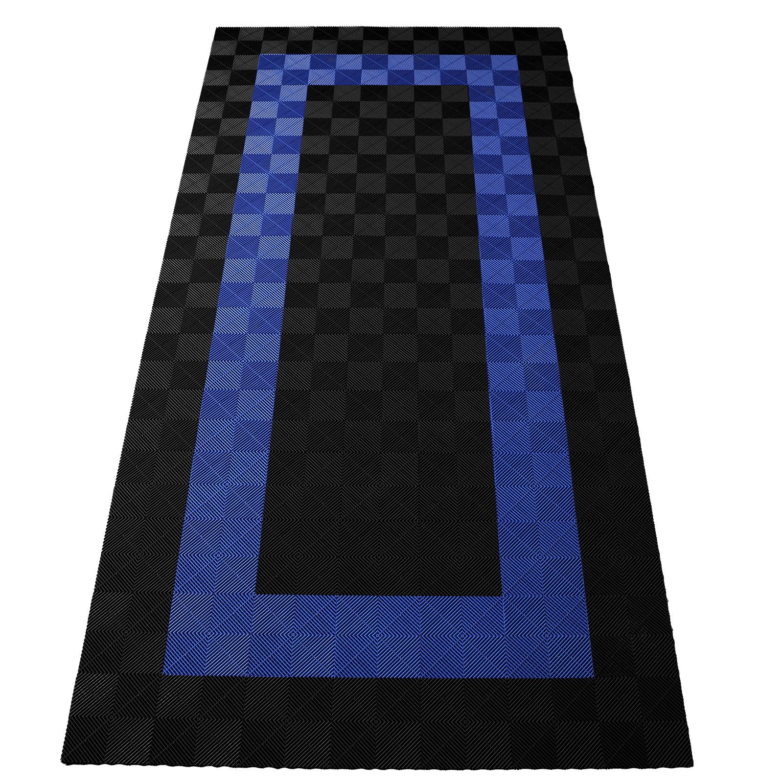 Tenzo-R Bodenfliese Performance Garagenboden Floor 2,8mx5,6m Schwarz Blau Set3, schwarz/blau