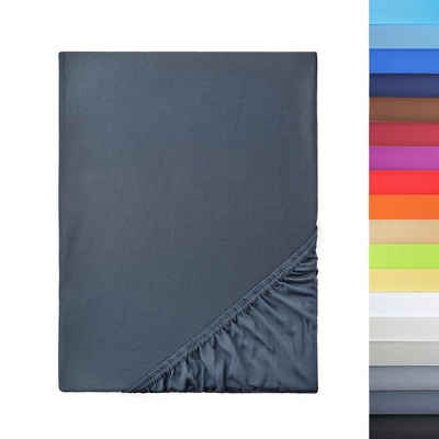 Spannbettlaken Microfaser Spannbettlaken, NatureMark, Polyester, Gummizug: rundum, viele Größen und Farben Markenware, 180x200cm, Anthrazit grau