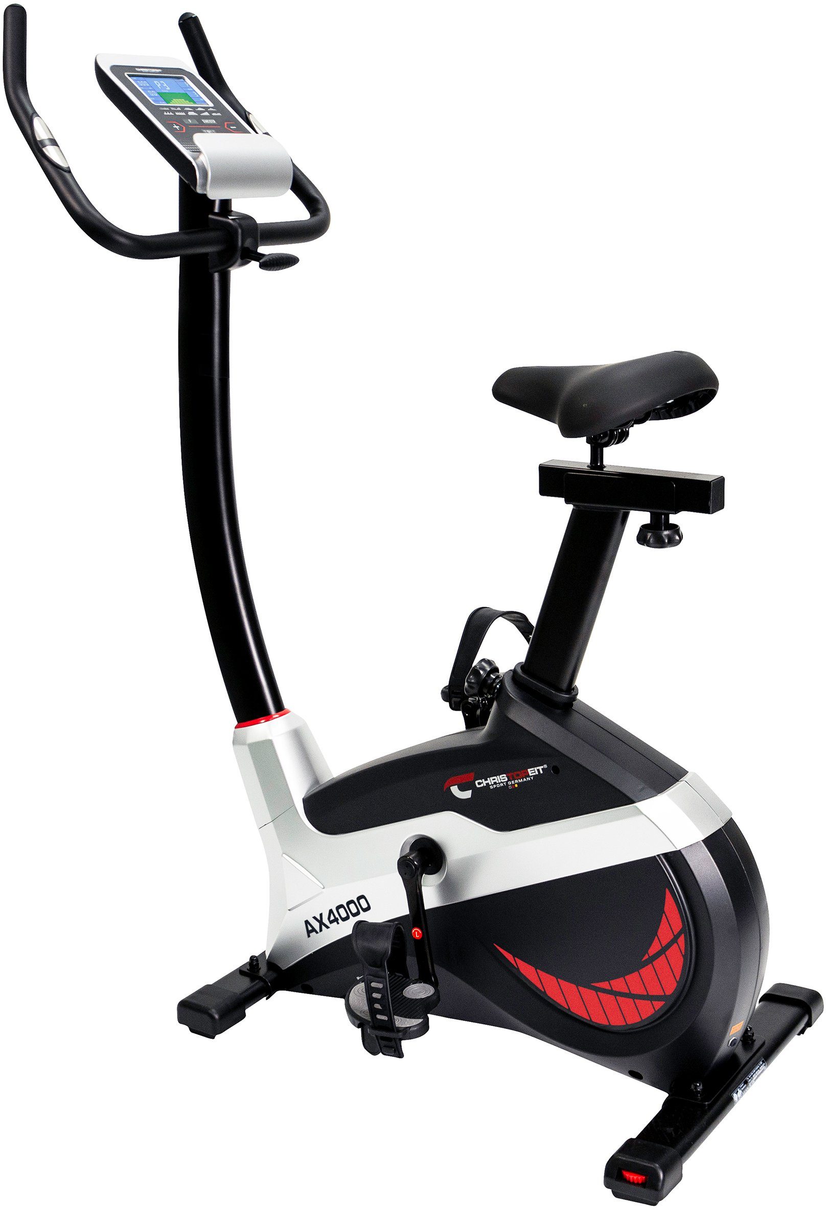 Christopeit Sport® Ergometer AX 4000 (mit verstellbarem Komfortsattel), 150 kg max. Benutzergewicht, Fahrrad, 24 Widerstandsstufen