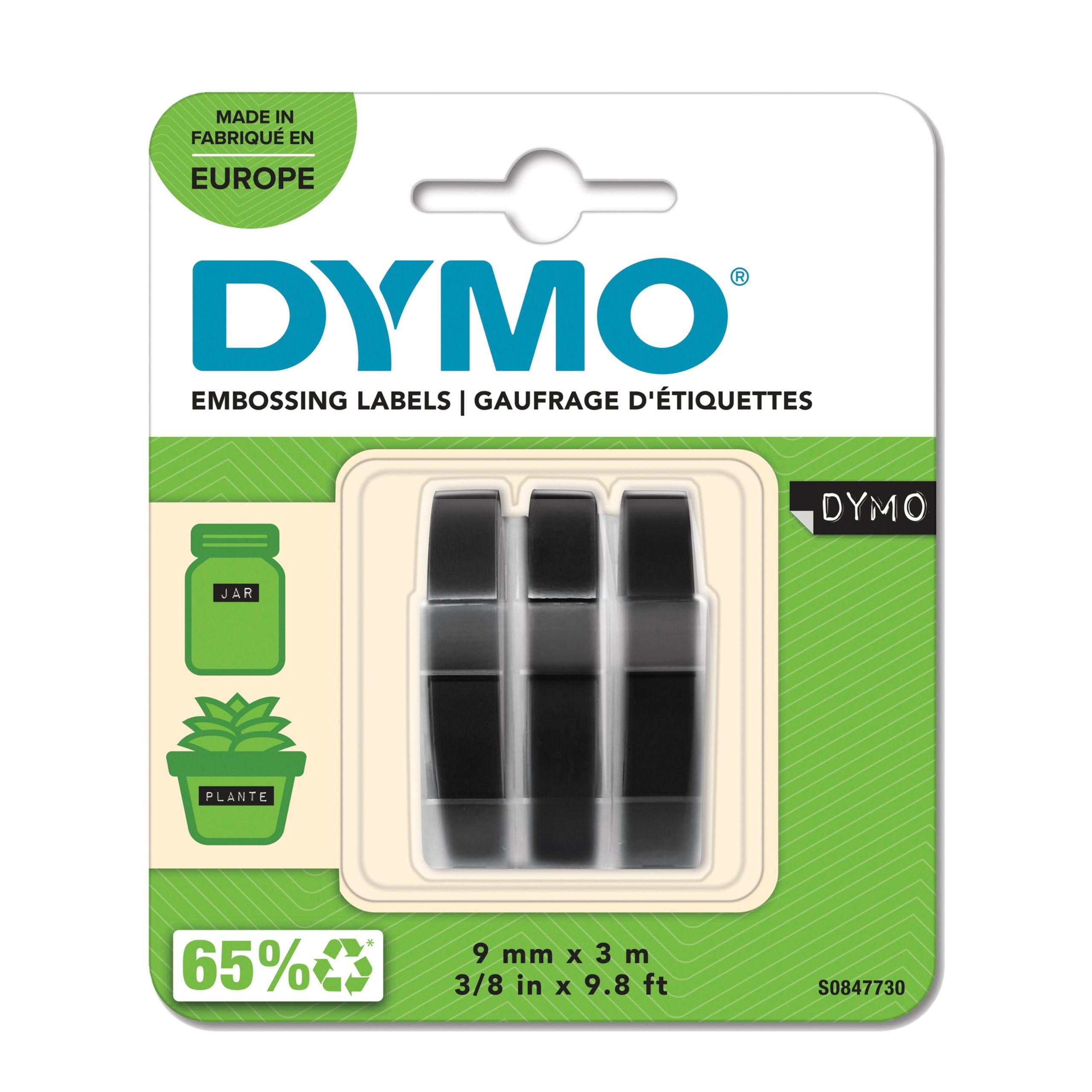 DYMO 3D Prägeband 9 mm x 3 m Plastik schwarz Netzwerk-Adapter