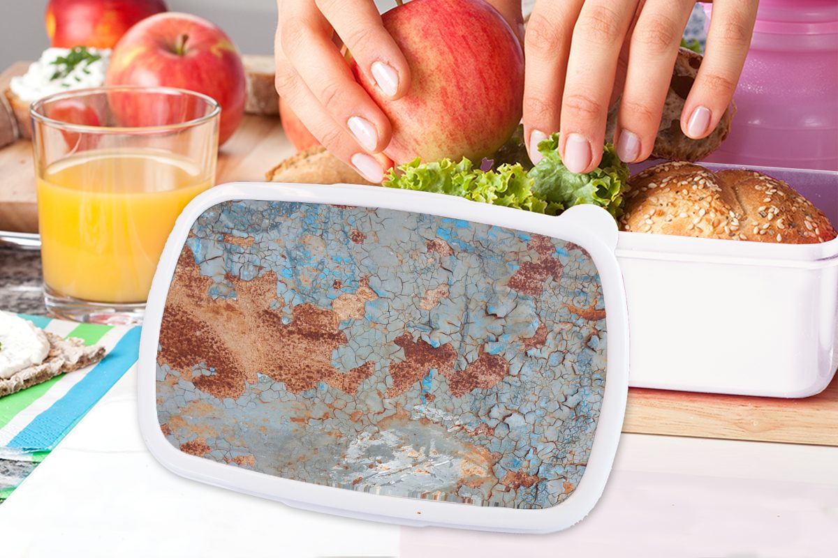 - und - und MuchoWow weiß Lunchbox Erwachsene, Jungs Brotdose, für Metall, Mädchen für Brotbox Farbe Kinder Kunststoff, Rost (2-tlg),