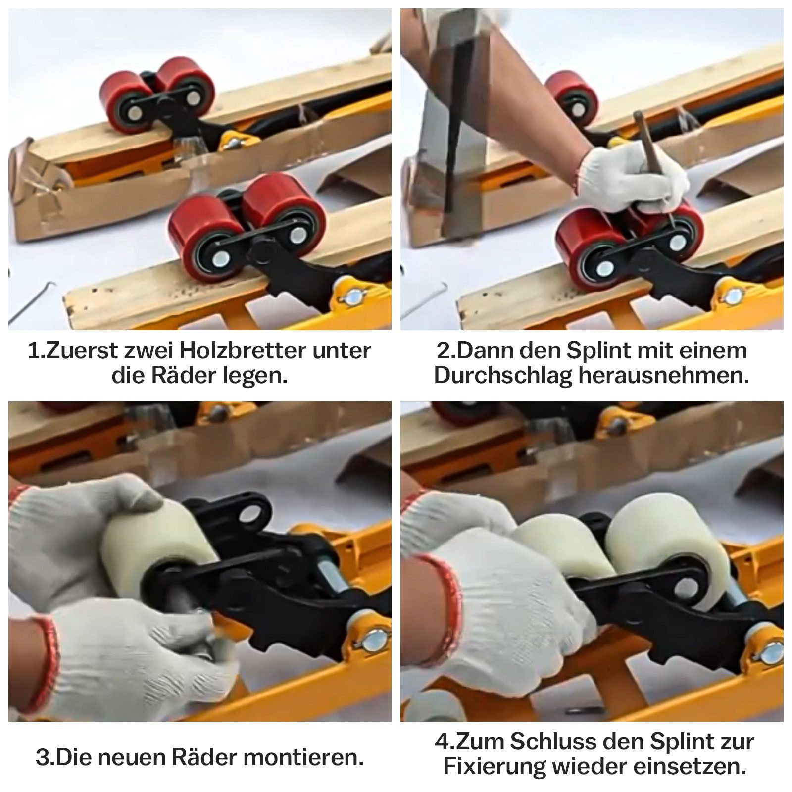 XERSEK Hubwagen Laufrollen 2 Stück Hubwagenrollen 70x60 mm Polyamid Nylon Ersatzrollen, Achse 20 mm Belastung: 650 kg inkl. Kugellager Rollen für Hubwagen