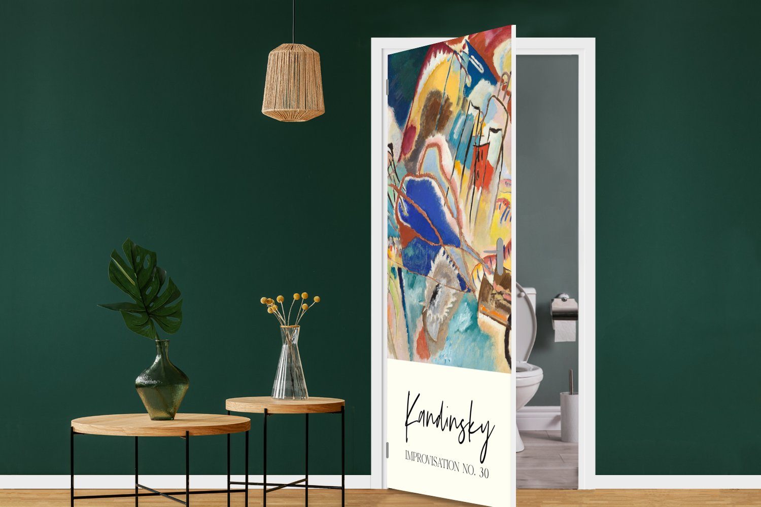 Tür, Kunst, Fototapete - Kandinsky Matt, Türaufkleber, cm Improvisation Türtapete bedruckt, für Nr. (1 - 75x205 30 St), MuchoWow Wassily