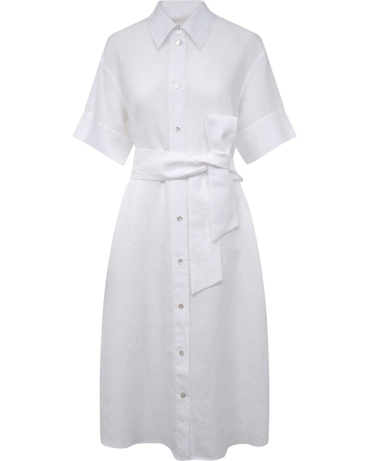 seidensticker Midikleid Hemdblusenkleid mit Gürtel Weiß