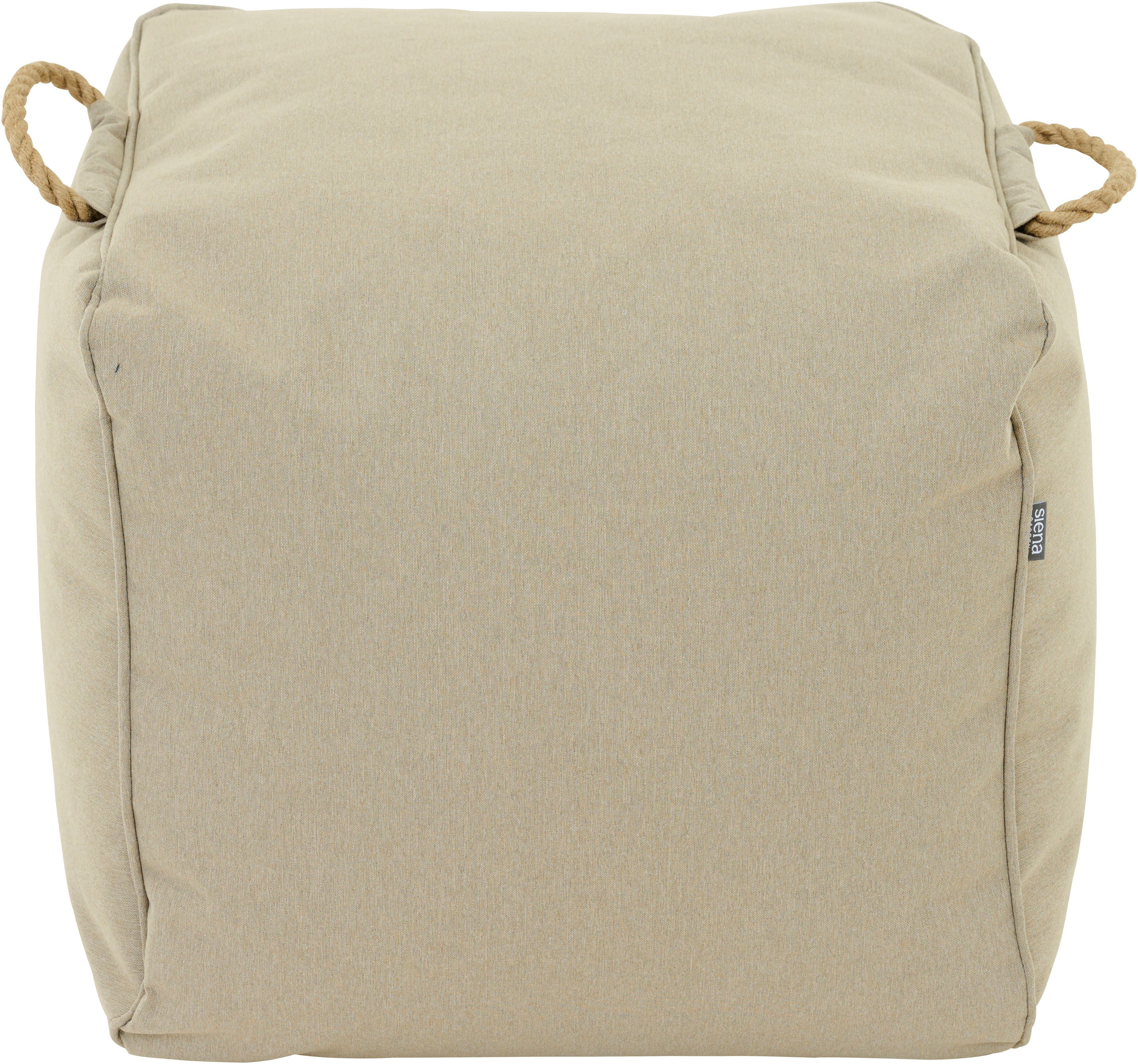 Siena Garden Sitzhocker Integral Hocker 46 x 48 x 46 cm, Farbe walnut, Meliert, Bezug aus 100% Polyester, PE-beschichtet