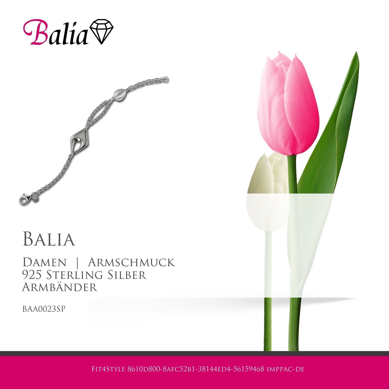 Silber für 925 (Drop) Damen Balia 18,5cm, Silberarmband ca. Armband Balia Silber Armband mattiert (Armband),