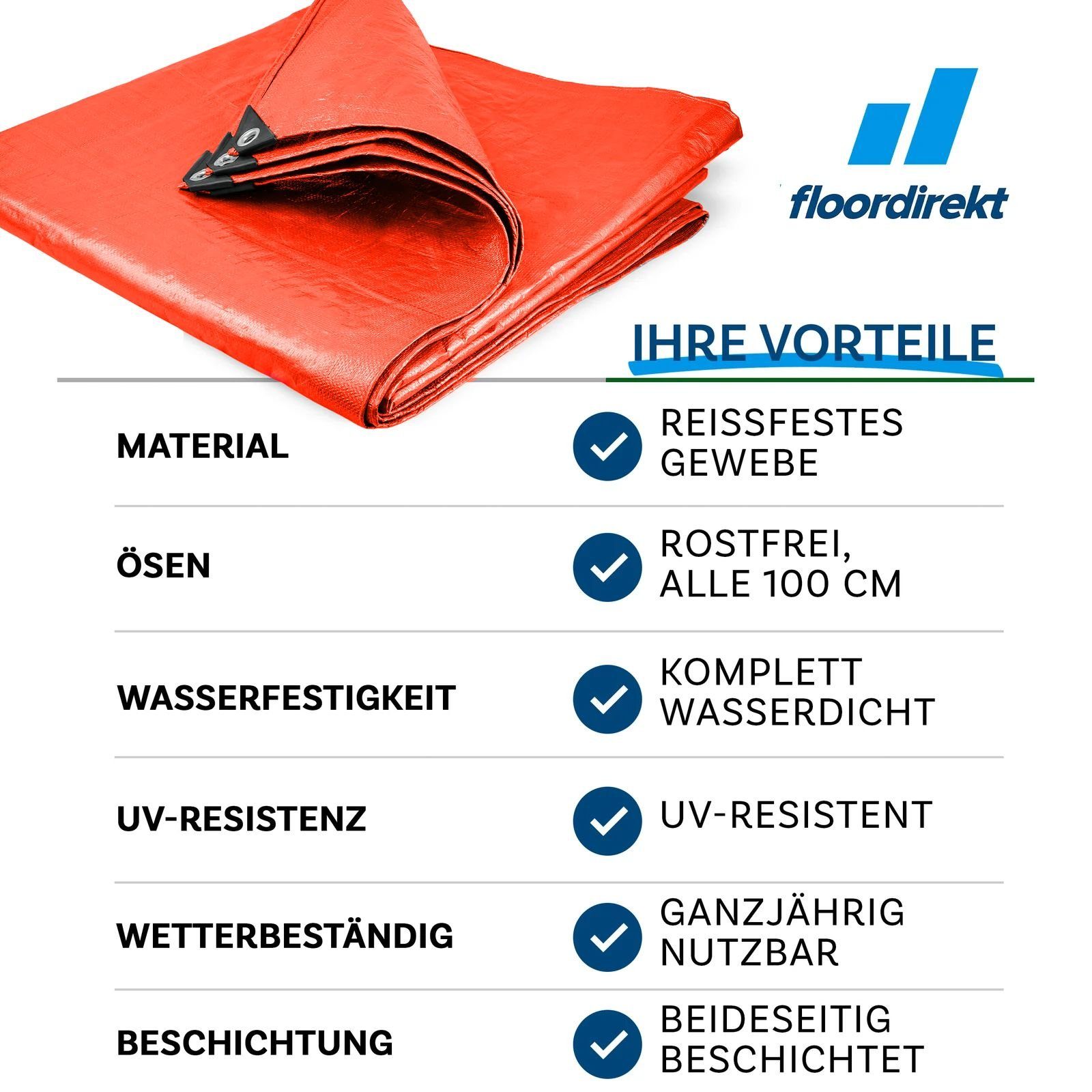 casa pura Schutzplane Reißfest 80 g/m², Abdeckplane in mehreren Farben & Größen, Schutzhülle, Wasserdicht – Bild 3 von 5