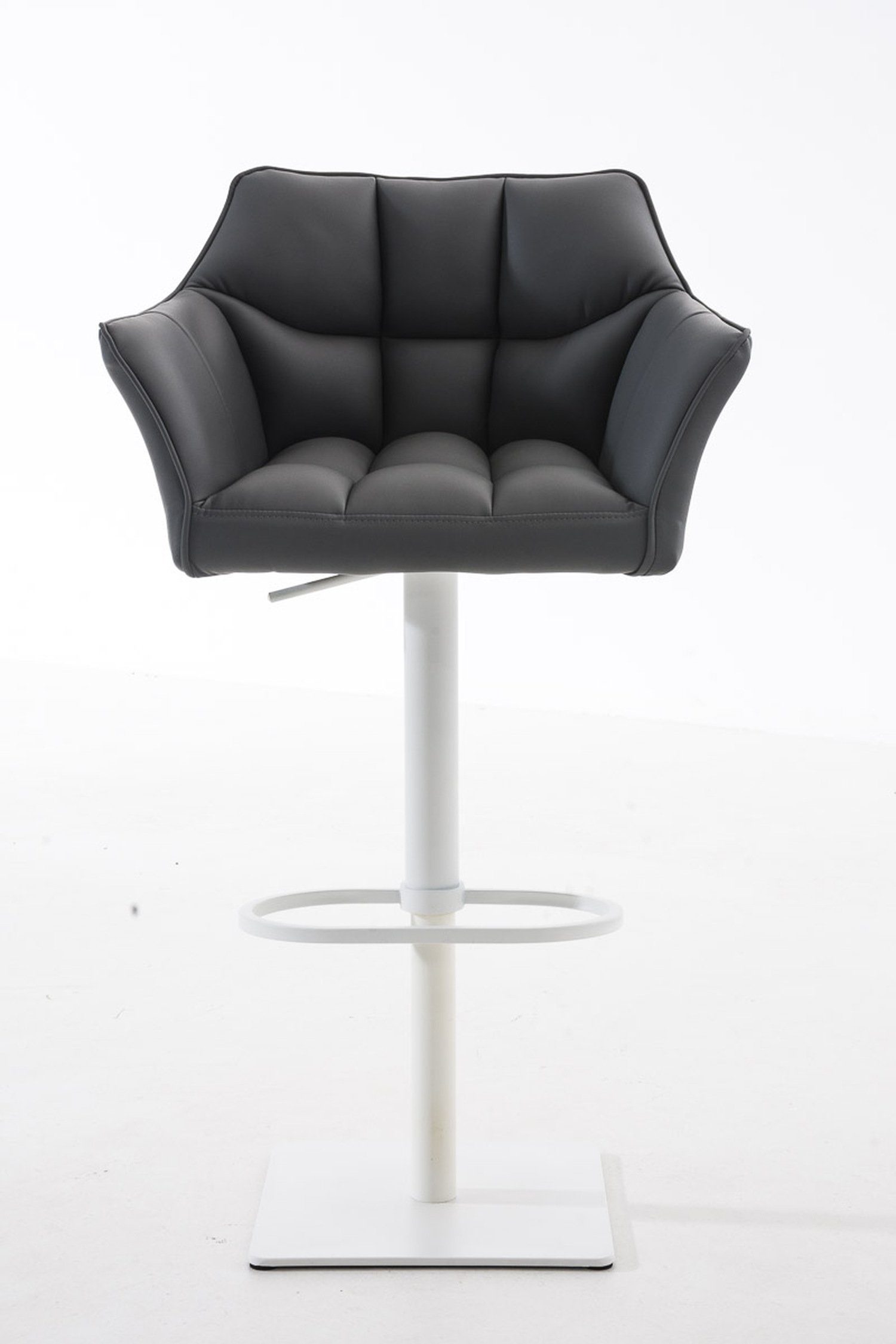 TPFLiving Barhocker - Grau Kunstleder und Küche), drehbar Metall - & weiß Sitzfläche: - Hocker (mit Fußstütze 360° Damaso Theke Rückenlehne für