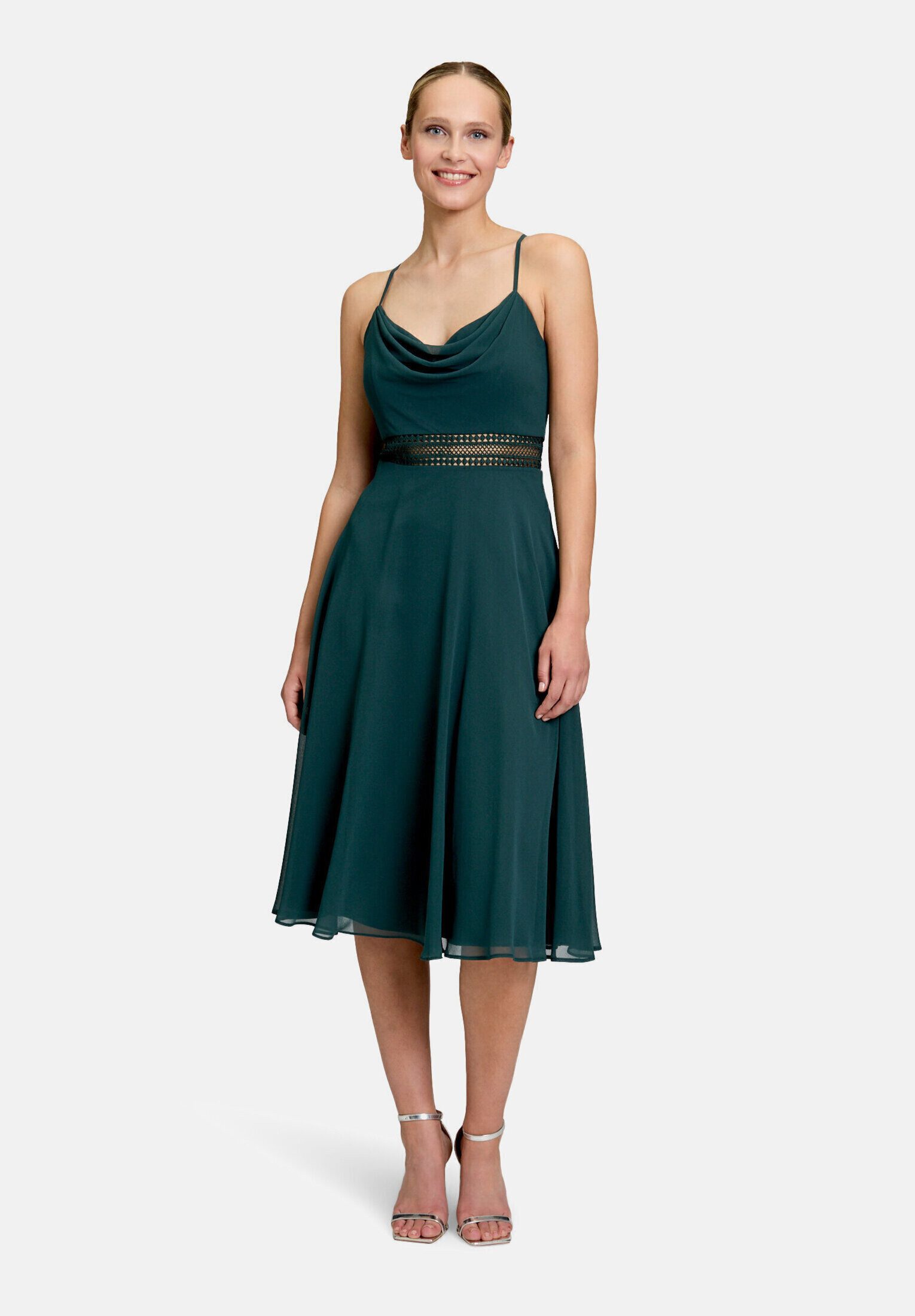 Vera Mont Cocktailkleid Damen mit Wasserfallausschnitt Stickerei