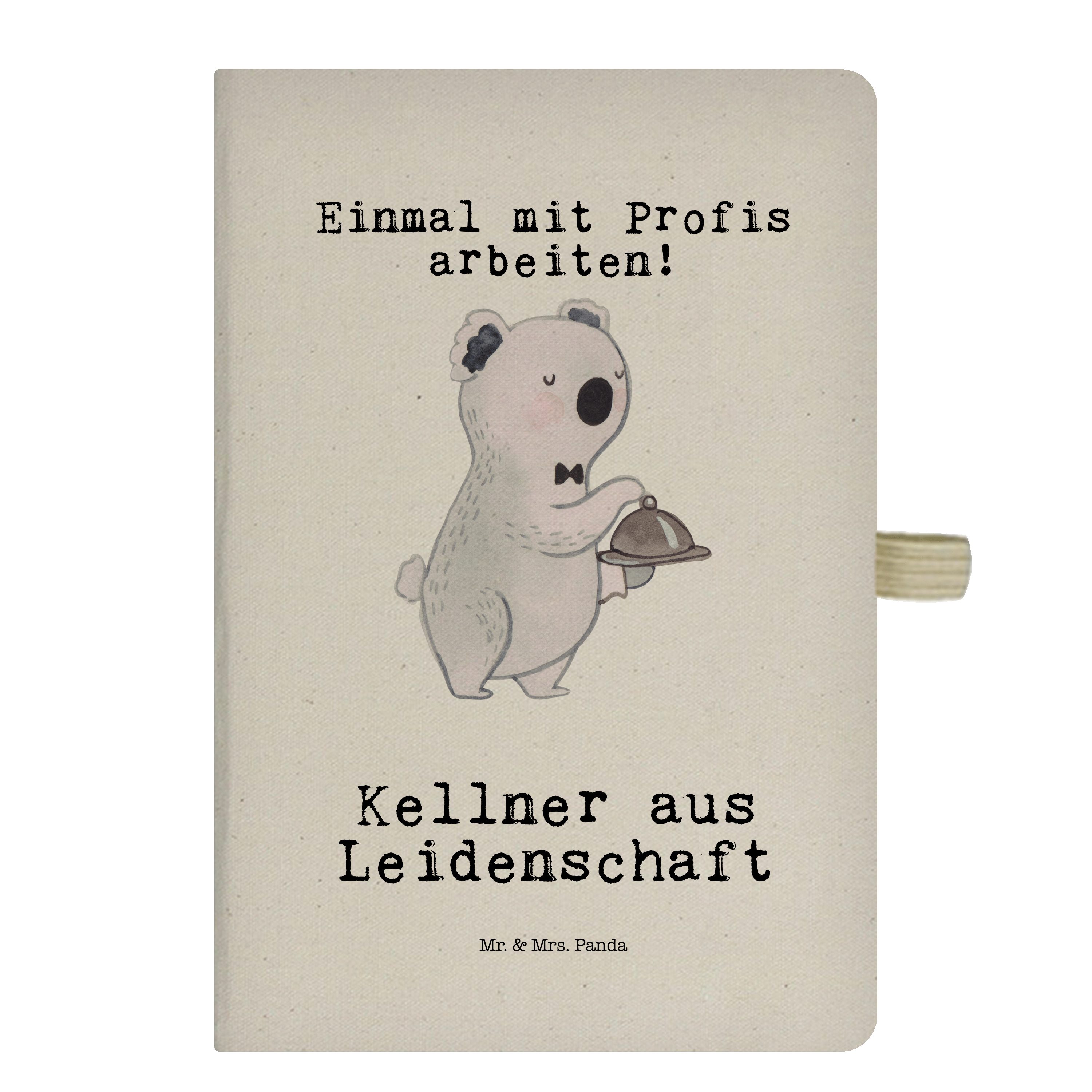 Mr. & Mrs. Panda Notizbuch Kellner aus Leidenschaft - Transparent - Geschenk, Notizheft, Danke, Mr. & Mrs. Panda