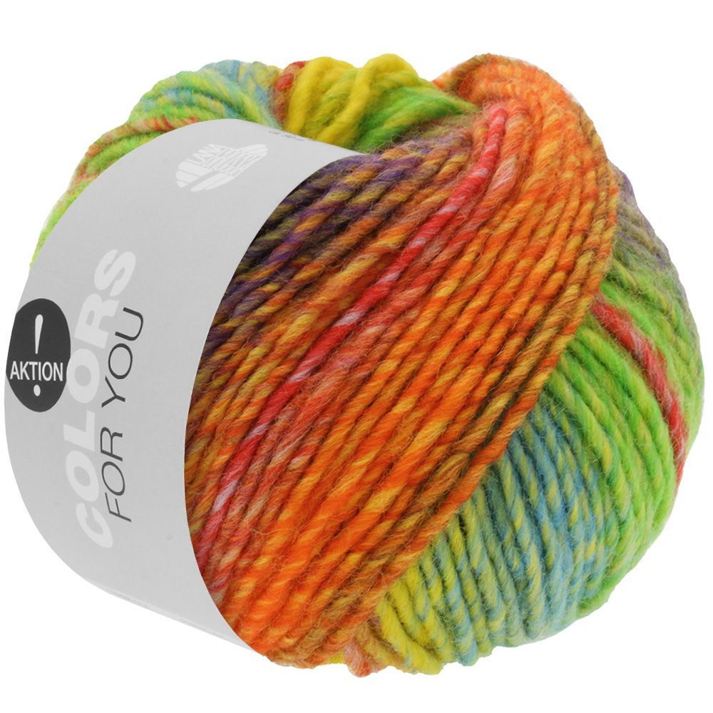 LANA GROSSA COLORS FOR YOU Häkelwolle, 90 m (voluminöses Dochtgarn mit Farbverlauf), 50 g