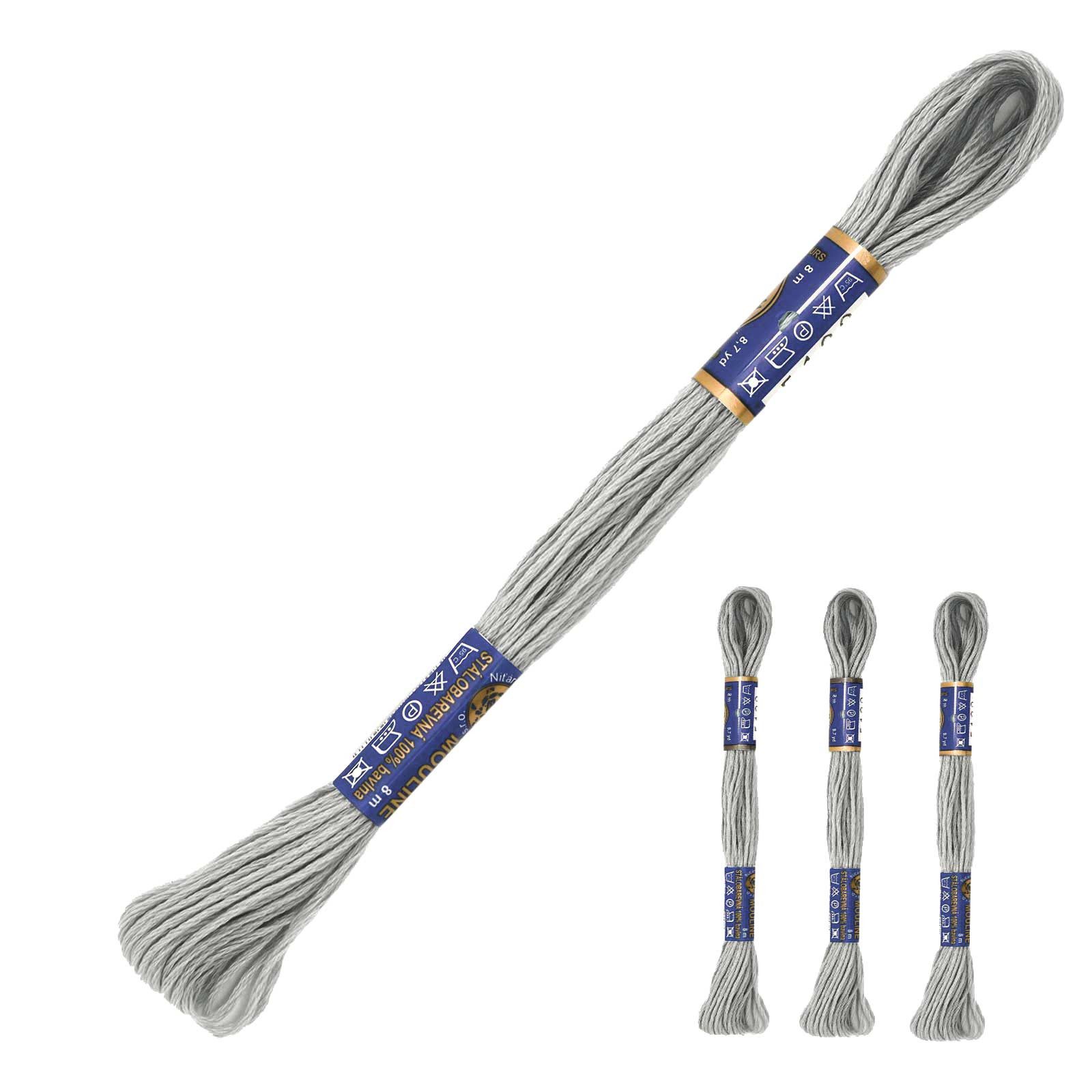 maDDma 3 Docken Stickgarn / Sticktwist Stickgarn, 8 m, 8112 silbergrau