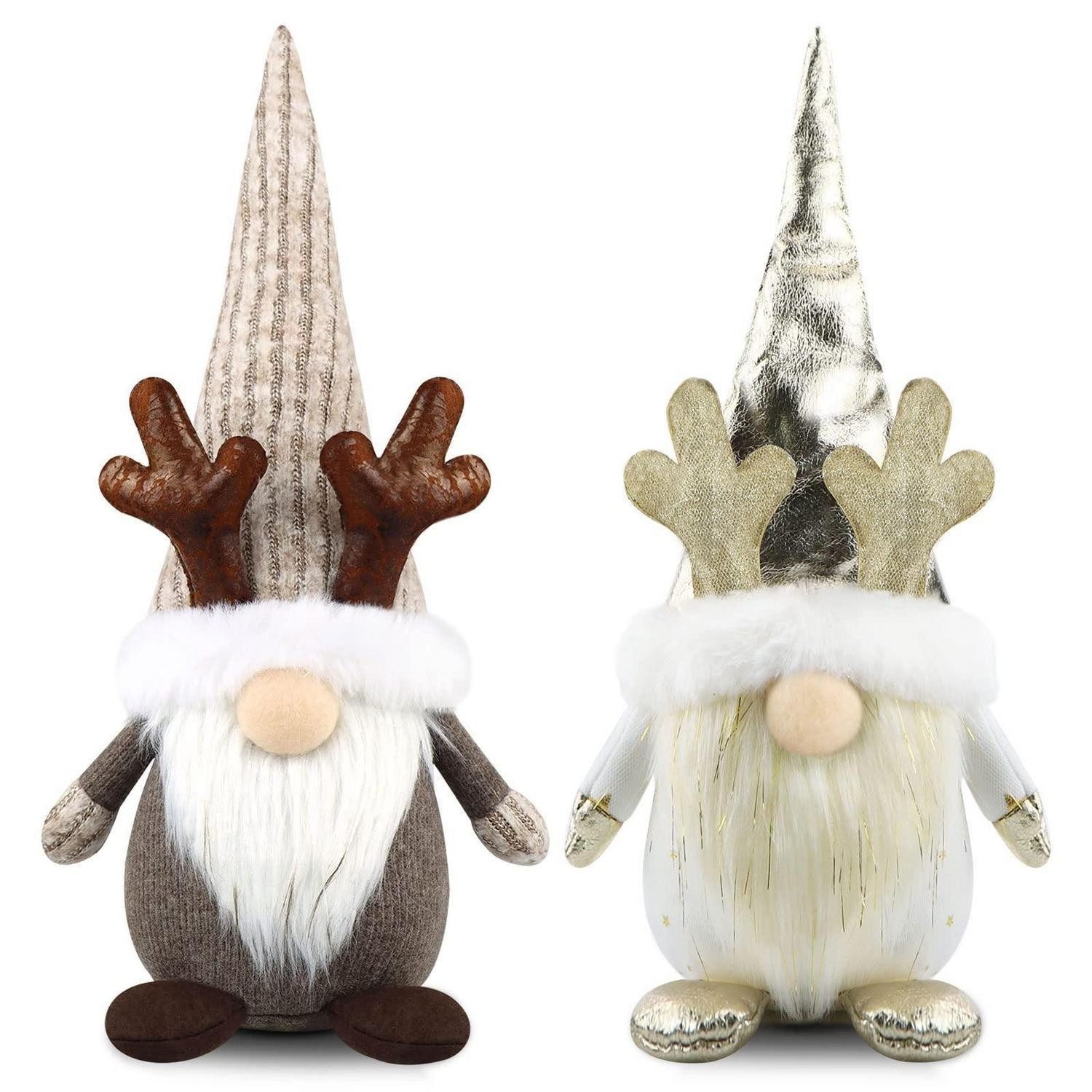 LuxusKollektion Wichtel Weihnachtswichtel 2er Set Grau & Gold (2 St)