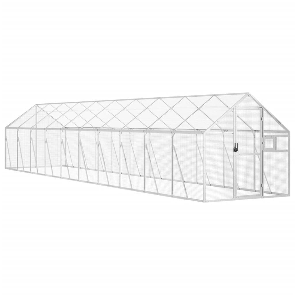vidaXL Voliere, Silbern 1,79x10x1,85 m Aluminium