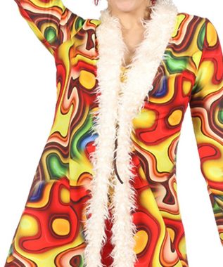 Karneval-Klamotten Hippie-Kostüm Damenkostüm Flower Power 60er Jahre rot bunt, Komplettkostüm Hippie Mantel Schlaghose Fasching Karneval Motto Party