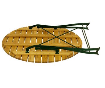 DEGAMO Gartentisch BAD TÖLZ (1-St), rund 100cm, Gestell Flachstahl dunkelgrün, Belattung Robinie, klappbar