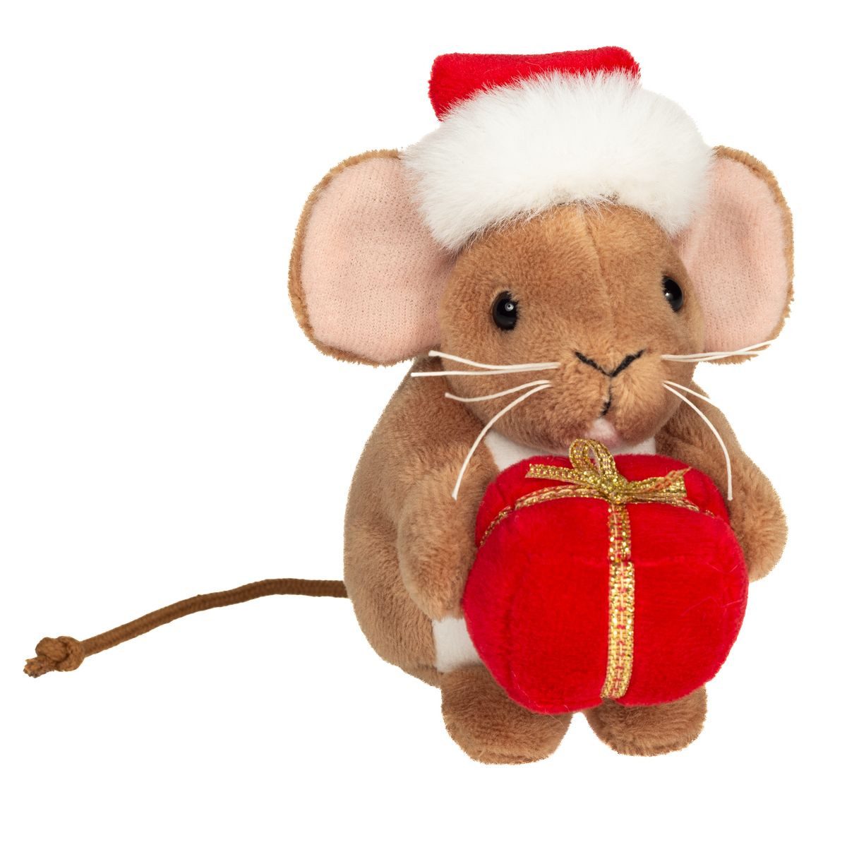 Teddy Hermann® Kuscheltier Teddy-HERMANN Weihnachtsmaus mit Geschenk braun 11cm