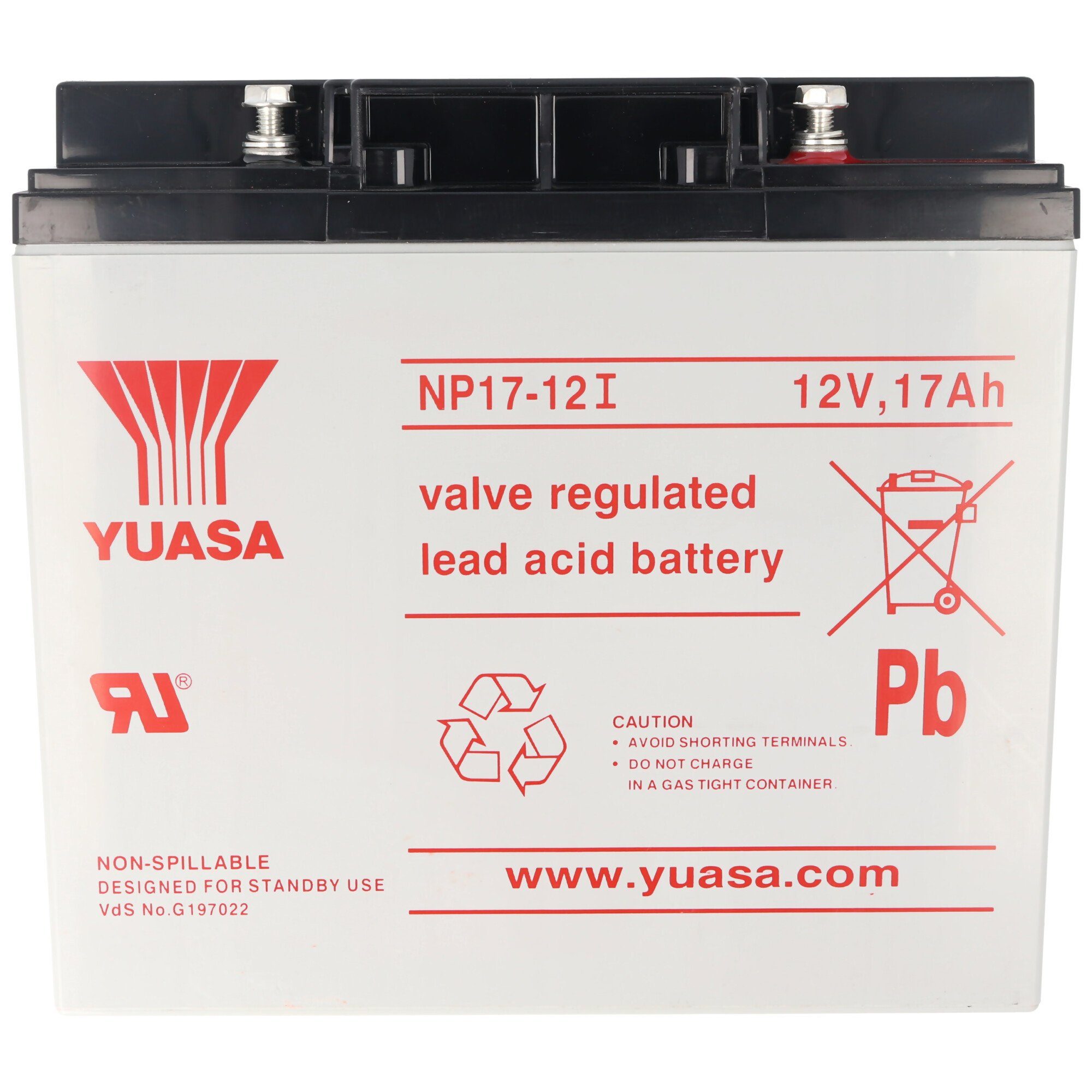 Yuasa Yuasa NP17-12I mit M5 Schraubanschluss am Plus- und Minuspol Akku 17000 mAh (12,0 V)