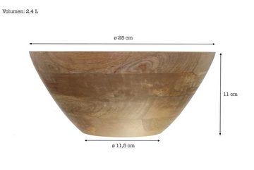 Sendez Schale Schale aus Mangoholz mit Emaillebeschichtung in Natur/Gold Ø25cm Salatschüssel Schale Dekoschale