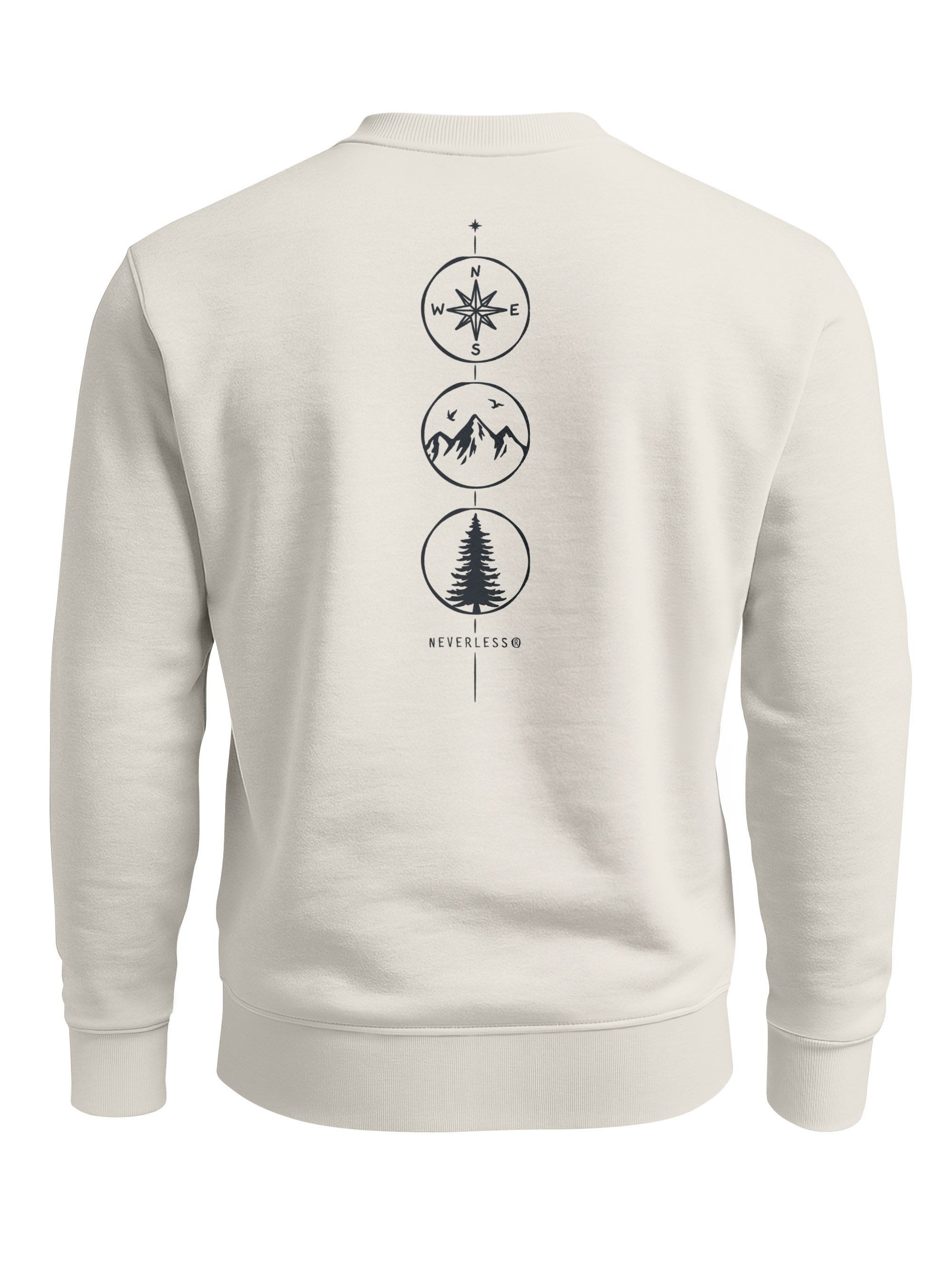Sweatshirt Sweatshirt Herren Pullover Backprint Vertikale Symbole, Kompass