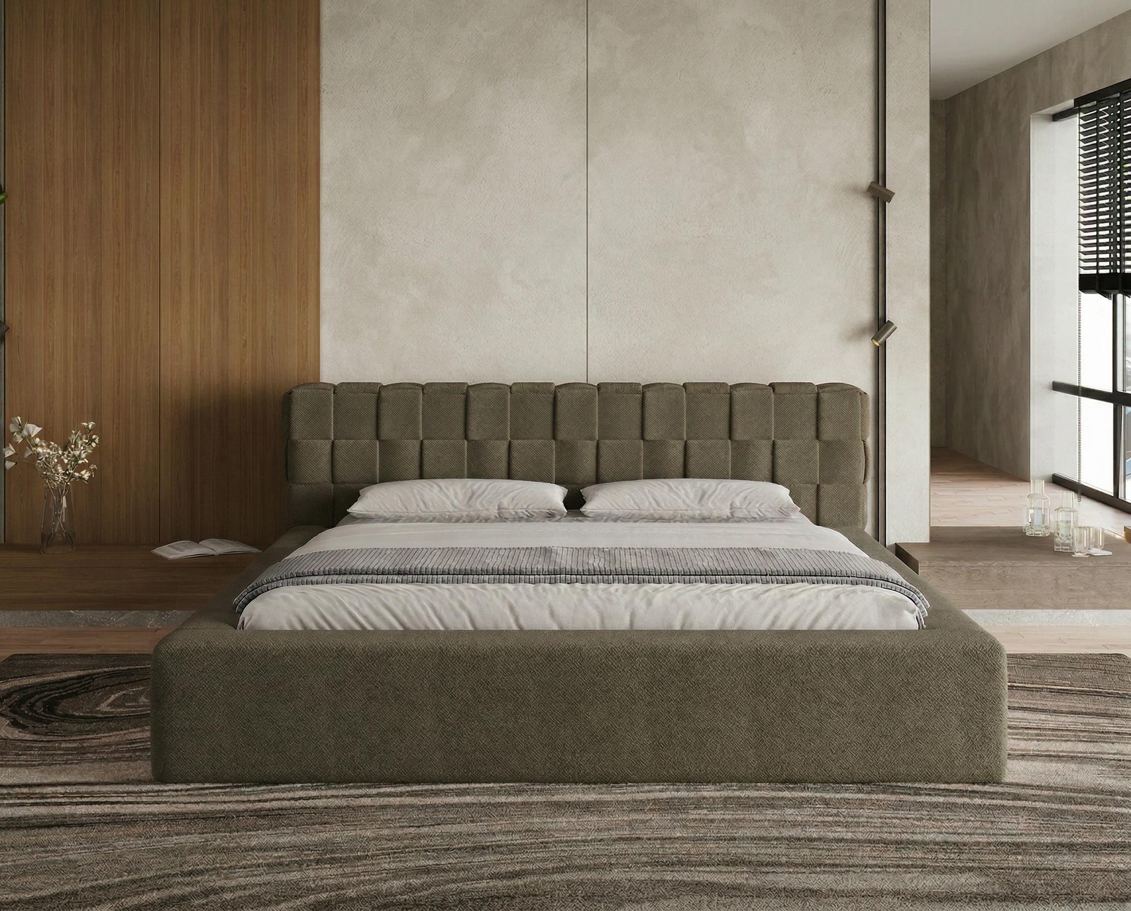 Chilly Möbel Polsterbett Bouclé Stoff mit Stauraum und Lattenrost Metallrahmen (Boxbett ohne Matratze in vielen Farben, 140x200 160x200 180x200 200x200cm), gepolstertem Kopfteil Bettkasten modern